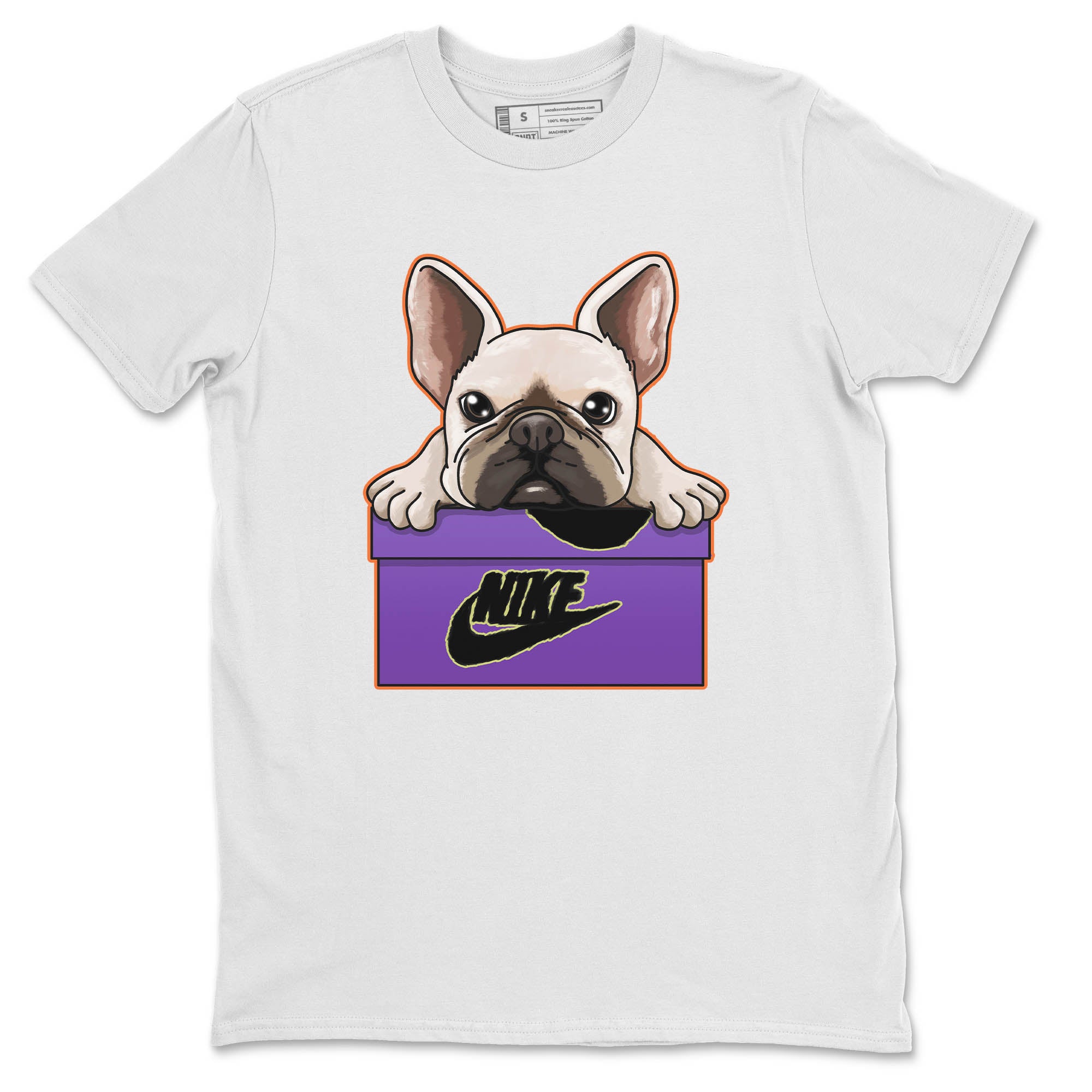 Jordan 4 Canyon Purple Sneaker Matching T-Shirt French Bulldog Sneaker Tees Jordan 4 Canyon Purple Sneaker Release Tees Crew Neck Tees