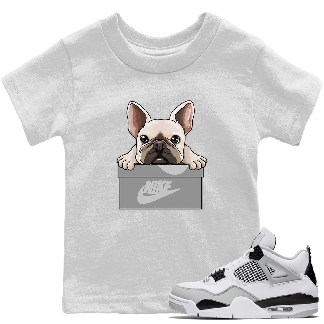 Jordan 4 Military Black Sneaker Matching T-Shirt French Bulldog Sneaker Tees Jordan 4 Military Black Sneaker Release Tees Kids Shirts