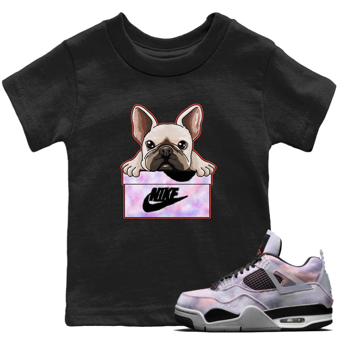 Jordan 4 Zen Master Sneaker Matching T-Shirt French Bulldog Sneaker Tees Jordan 4 Zen Master Sneaker Release Tees Kids Shirts