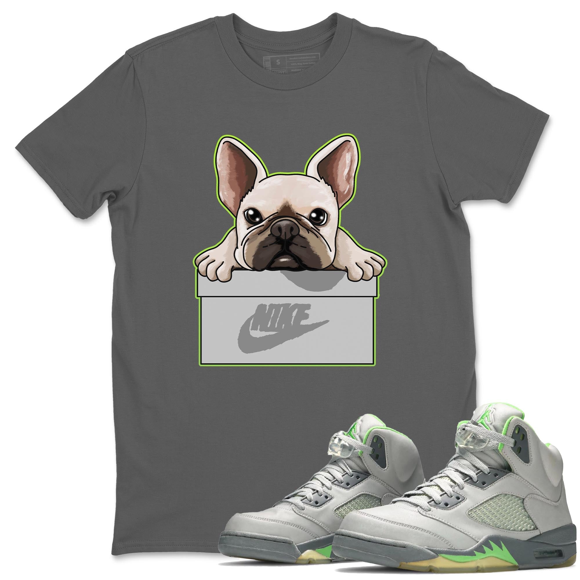 Jordan 5 Green Bean Sneaker Matching T-Shirt French Bulldog Sneaker Tees Jordan 5 Green Bean Sneaker Release Tees Crew Neck Tees