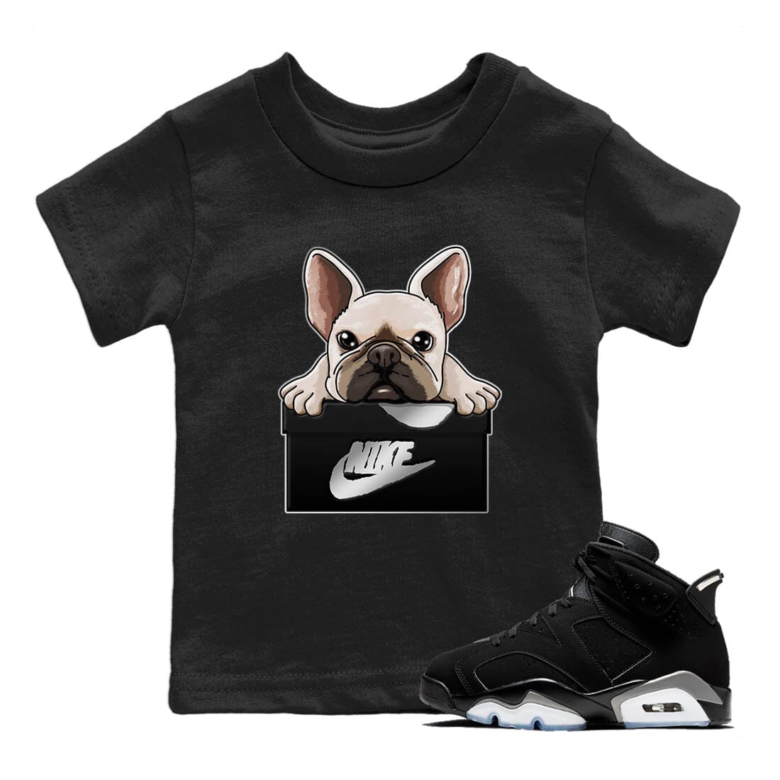 Jordan 6 Chrome Sneaker Matching T-Shirt French Bulldog Sneaker Tees Jordan 6 Chrome Sneaker Release Tees Kids Shirts