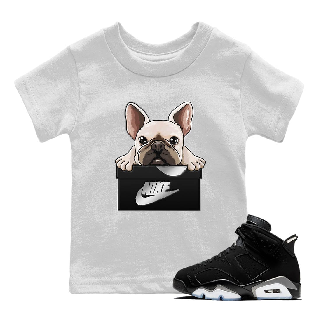 Jordan 6 Chrome Sneaker Matching T-Shirt French Bulldog Sneaker Tees Jordan 6 Chrome Sneaker Release Tees Kids Shirts
