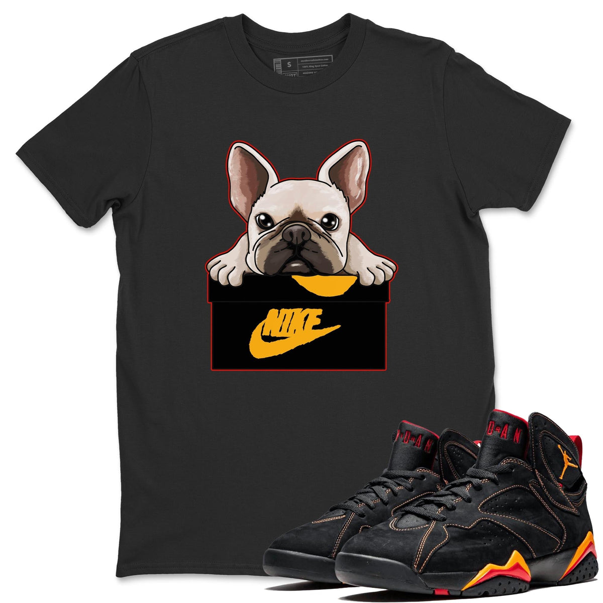 Jordan 7 Citrus Shirt To Match Jordans French Bulldog Sneaker Tees Jordan 7 Citrus Drip Gear Zone Sneaker Matching Clothing Unisex Shirts