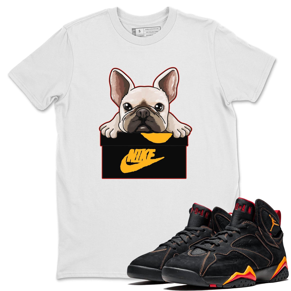 Jordan 7 Citrus Shirt To Match Jordans French Bulldog Sneaker Tees Jordan 7 Citrus Drip Gear Zone Sneaker Matching Clothing Unisex Shirts