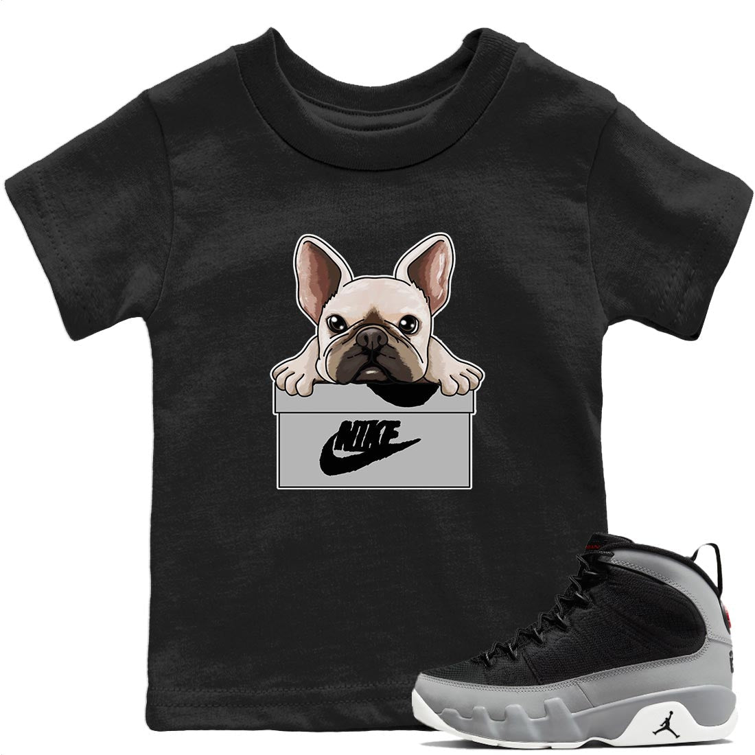 Jordan 9 Particle Grey Shirt To Match Jordans French Bulldog Sneaker Tees Jordan 9 Particle Grey Drip Gear Zone Sneaker Matching Clothing Kids Shirts