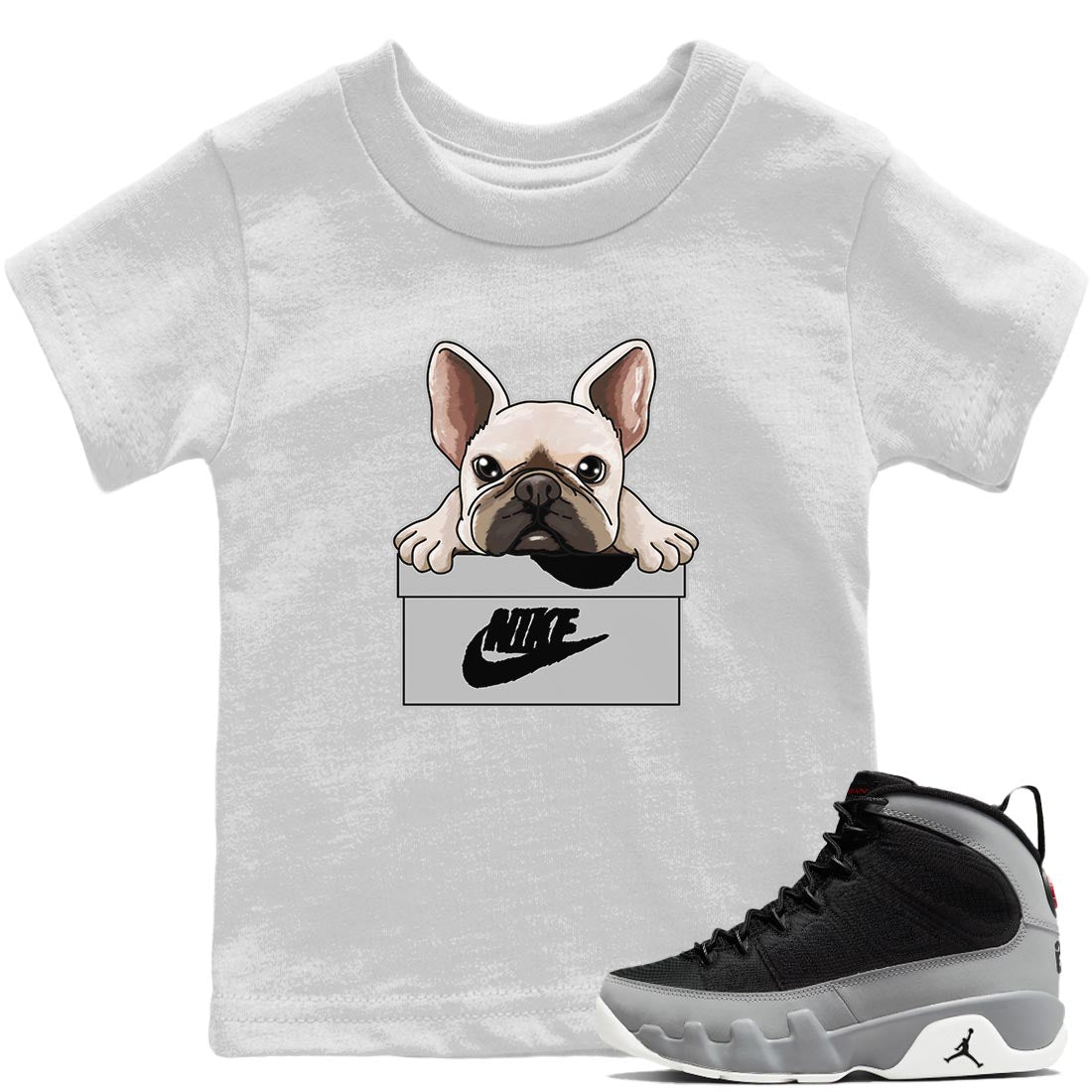 Jordan 9 Particle Grey Shirt To Match Jordans French Bulldog Sneaker Tees Jordan 9 Particle Grey Drip Gear Zone Sneaker Matching Clothing Kids Shirts