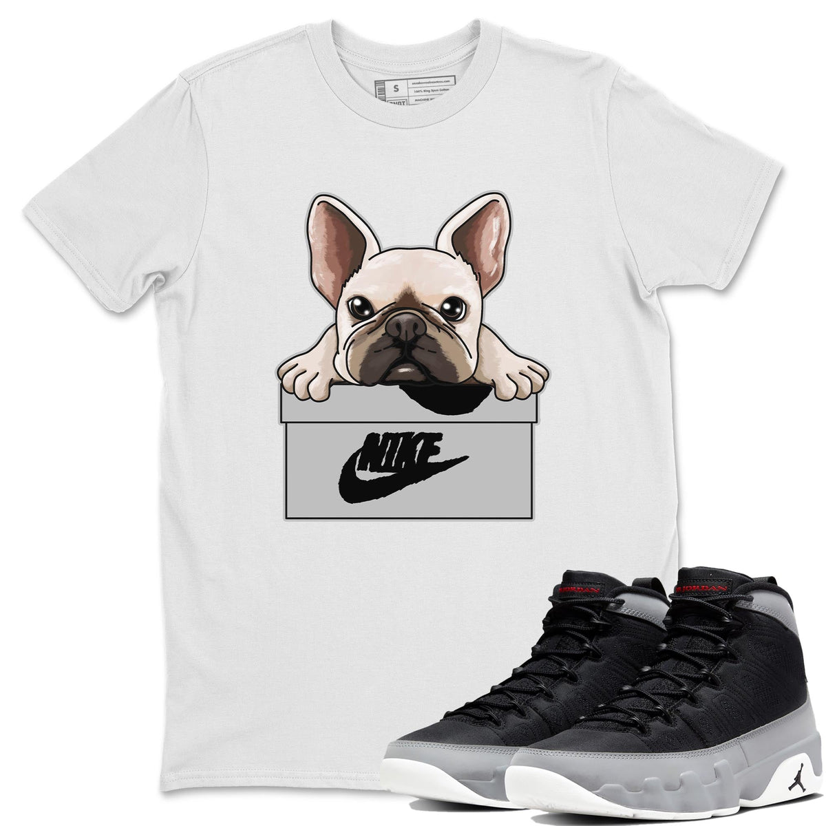 Jordan 9 Particle Grey Shirt To Match Jordans French Bulldog Sneaker Tees Jordan 9 Particle Grey Drip Gear Zone Sneaker Matching Clothing Unisex Shirts