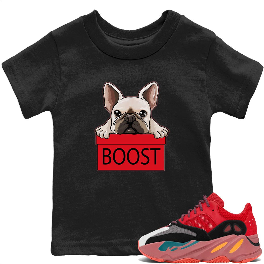 Yeezy 700 Hi-Res Red Shirt To Match Jordans French Bulldog Sneaker Tees Yeezy 700 Hi-Res Red Drip Gear Zone Sneaker Matching Clothing Kids Shirts