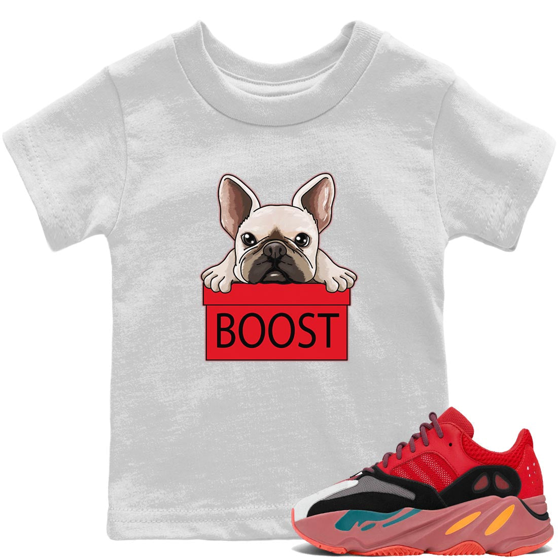 Yeezy 700 Hi-Res Red Shirt To Match Jordans French Bulldog Sneaker Tees Yeezy 700 Hi-Res Red Drip Gear Zone Sneaker Matching Clothing Kids Shirts