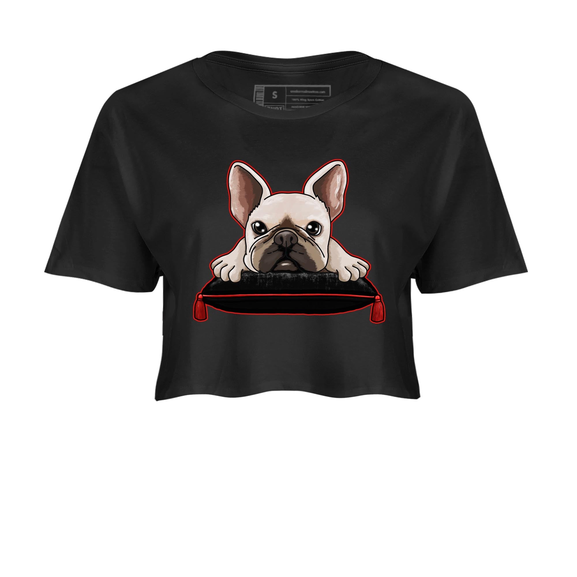 Yeezy 350 Bred shirt to match jordans French Bulldog Streetwear Sneaker Shirt Yeezy Boost 350 V2 Bred Drip Gear Zone Sneaker Matching Clothing Black 2 Crop T-Shirt
