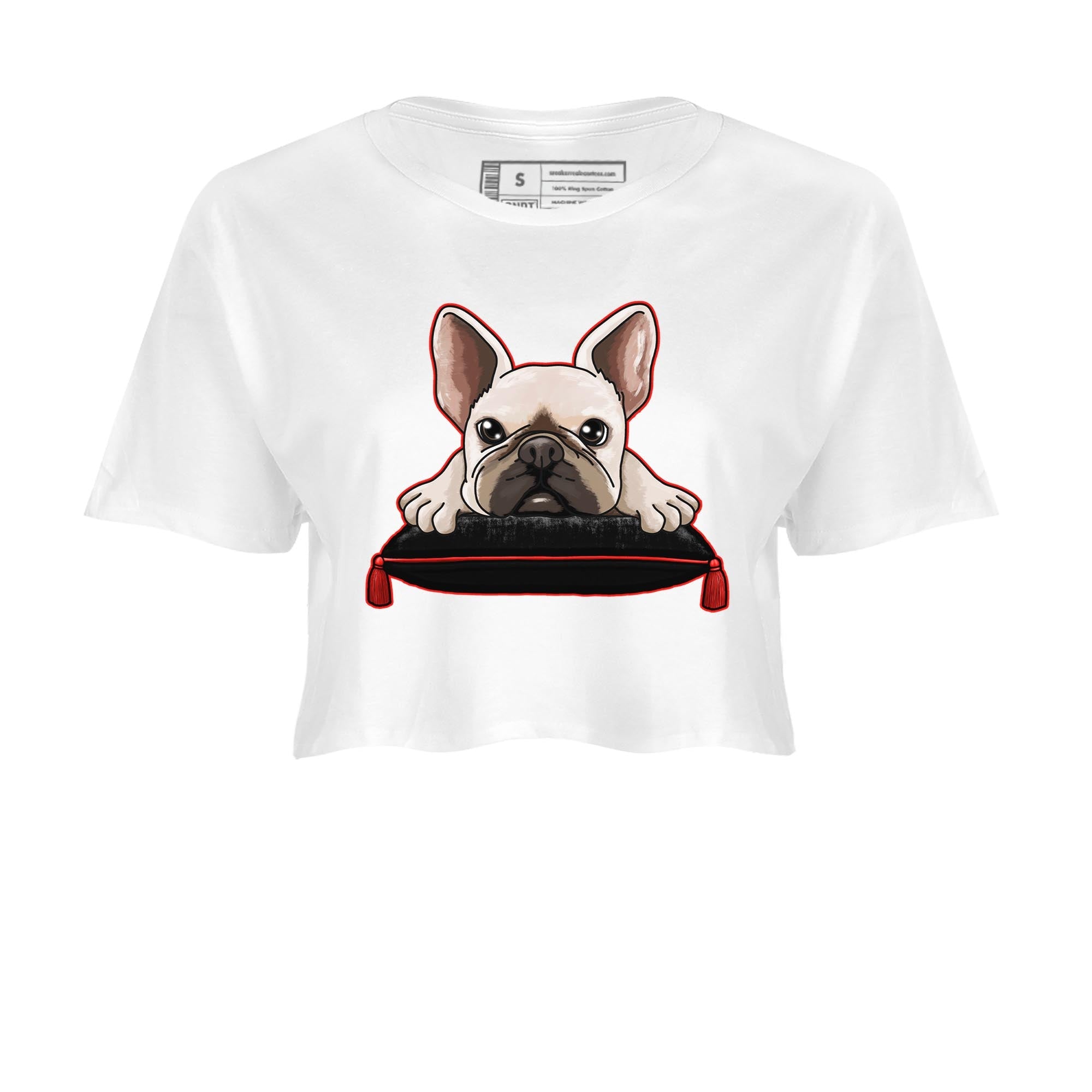 Yeezy 350 Bred shirt to match jordans French Bulldog Streetwear Sneaker Shirt Yeezy Boost 350 V2 Bred Drip Gear Zone Sneaker Matching Clothing White 2 Crop T-Shirt