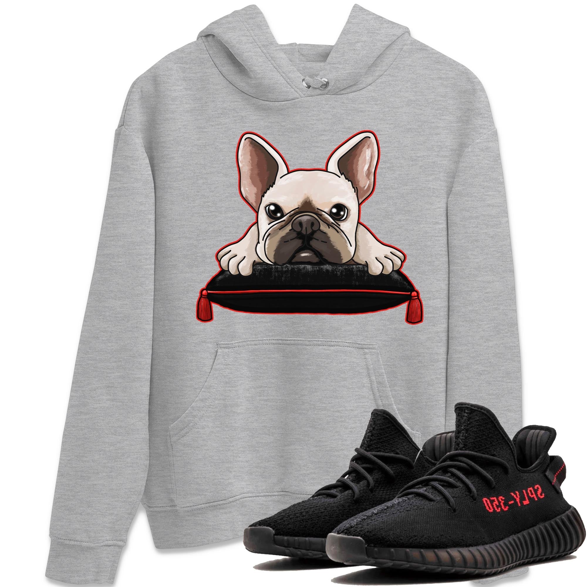 Yeezy 350 Bred shirt to match jordans French Bulldog Streetwear Sneaker Shirt Yeezy Boost 350 V2 Bred Drip Gear Zone Sneaker Matching Clothing Unisex Heather Grey 1 T-Shirt