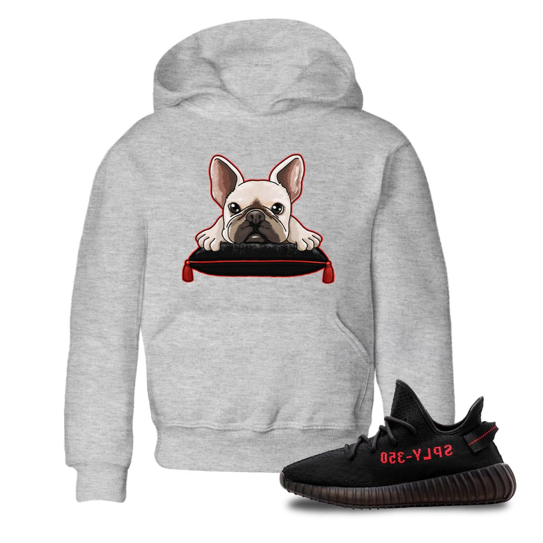 Yeezy 350 Bred shirt to match jordans French Bulldog Streetwear Sneaker Shirt Yeezy Boost 350 V2 Bred Drip Gear Zone Sneaker Matching Clothing Baby Toddler Heather Grey 1 T-Shirt