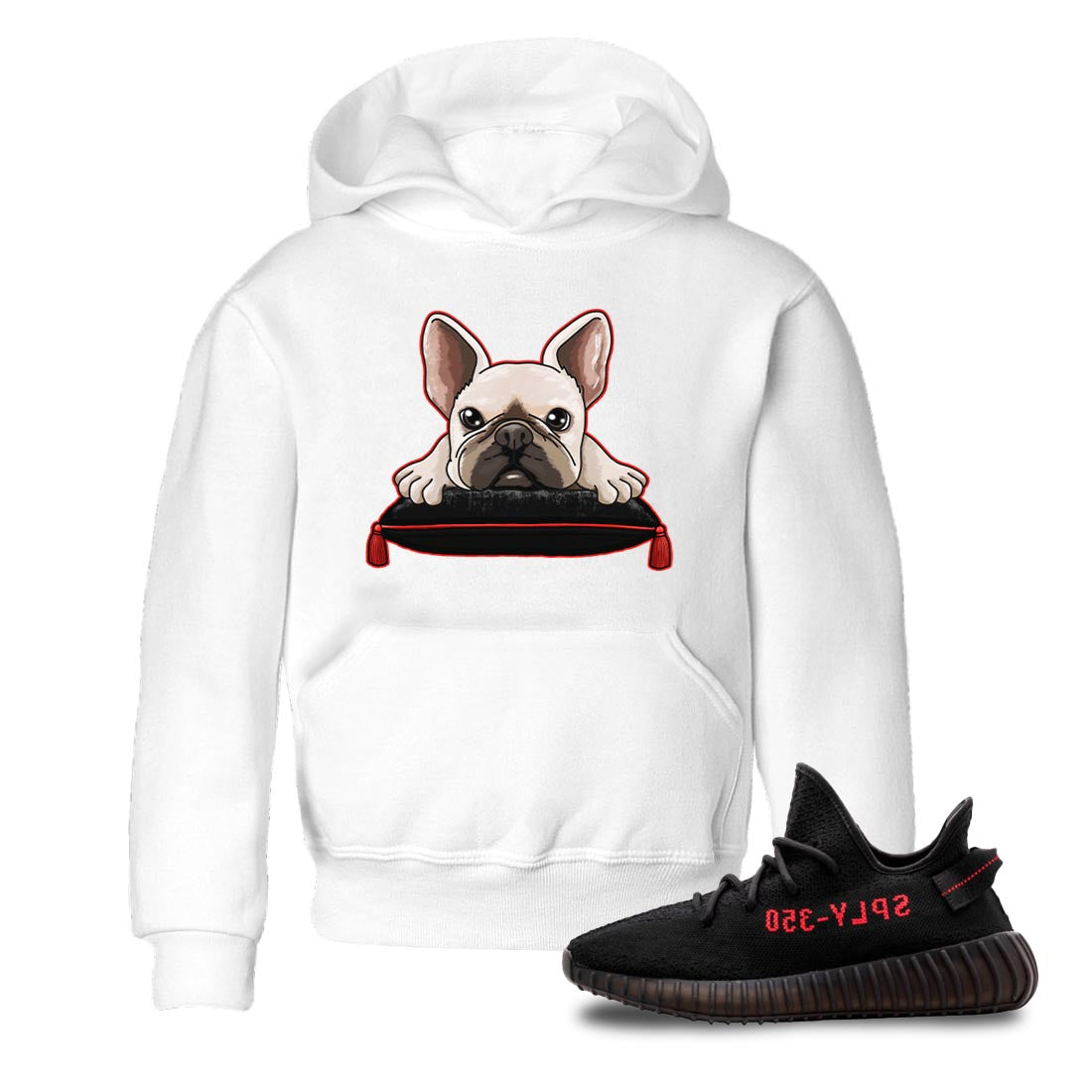 Yeezy 350 Bred shirt to match jordans French Bulldog Streetwear Sneaker Shirt Yeezy Boost 350 V2 Bred Drip Gear Zone Sneaker Matching Clothing Baby Toddler White 1 T-Shirt