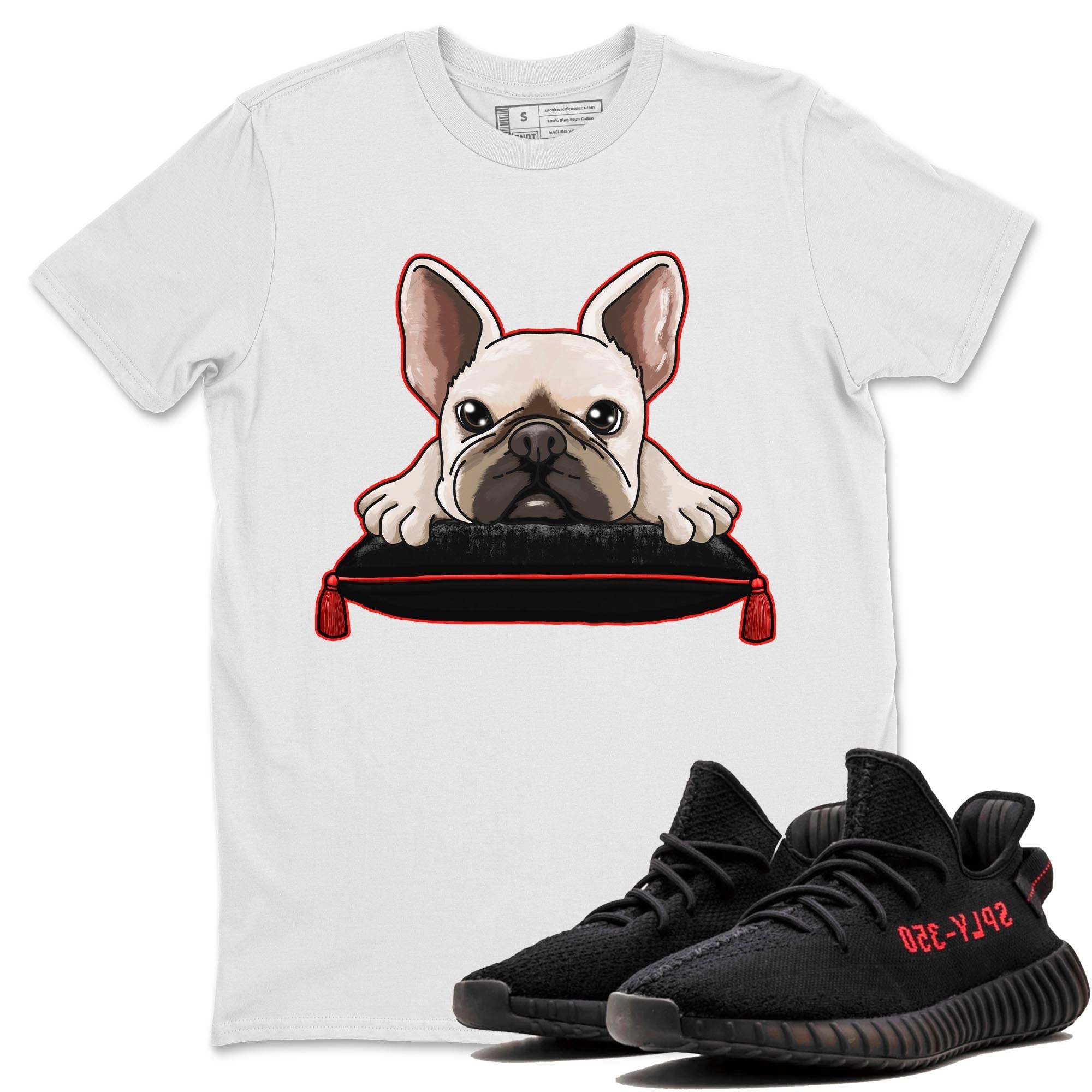 Yeezy 350 Bred shirt to match jordans French Bulldog Streetwear Sneaker Shirt Yeezy Boost 350 V2 Bred Drip Gear Zone Sneaker Matching Clothing Unisex White 1 T-Shirt