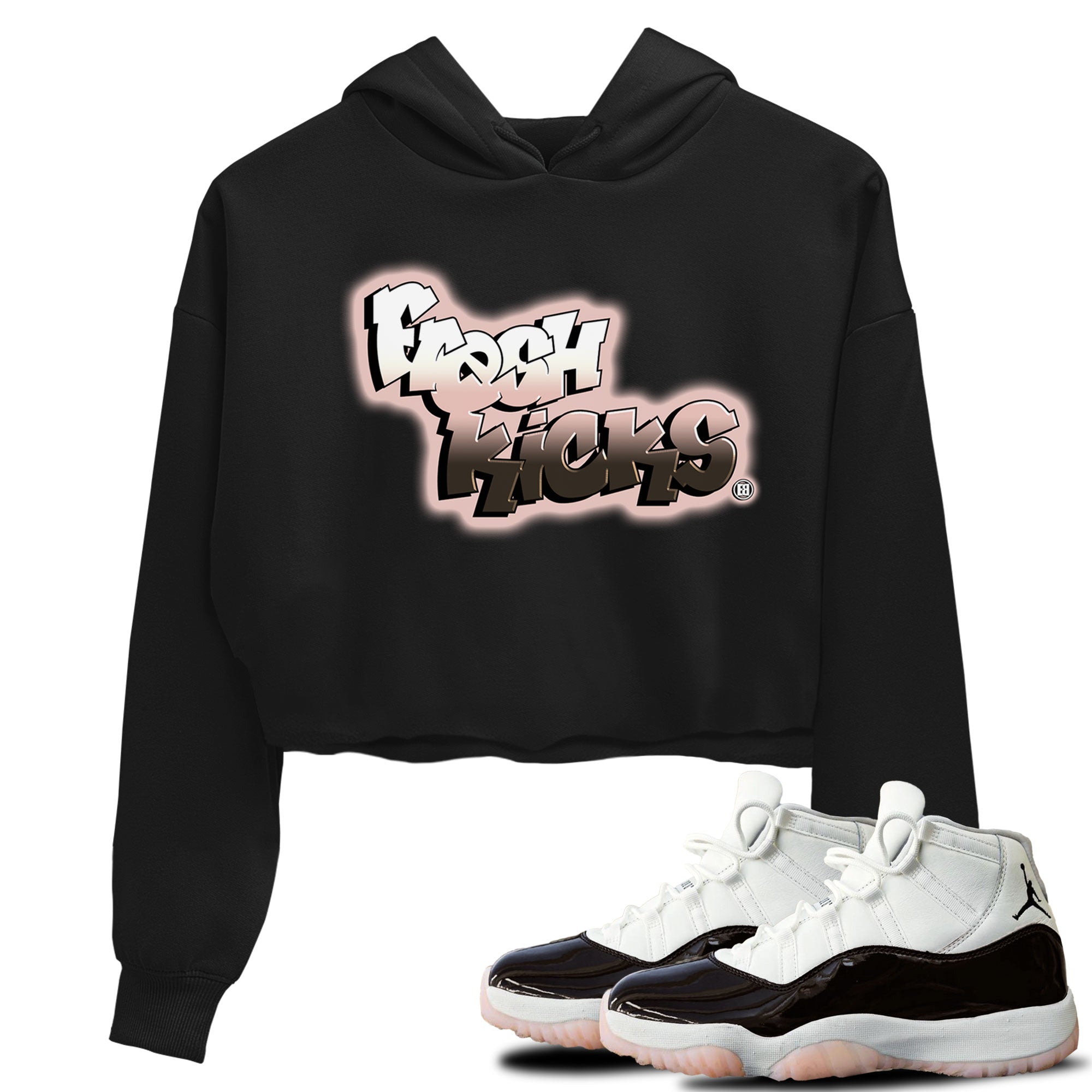 11s Neapolitan sneaker shirt to match jordans Fresh Kicks sneaker matching t-shirts and clothing Air Jordan 11 Neapolitan Drip Gear Zone Sneaker Matching Clothing Brand Black 1 Crop T-Shirt