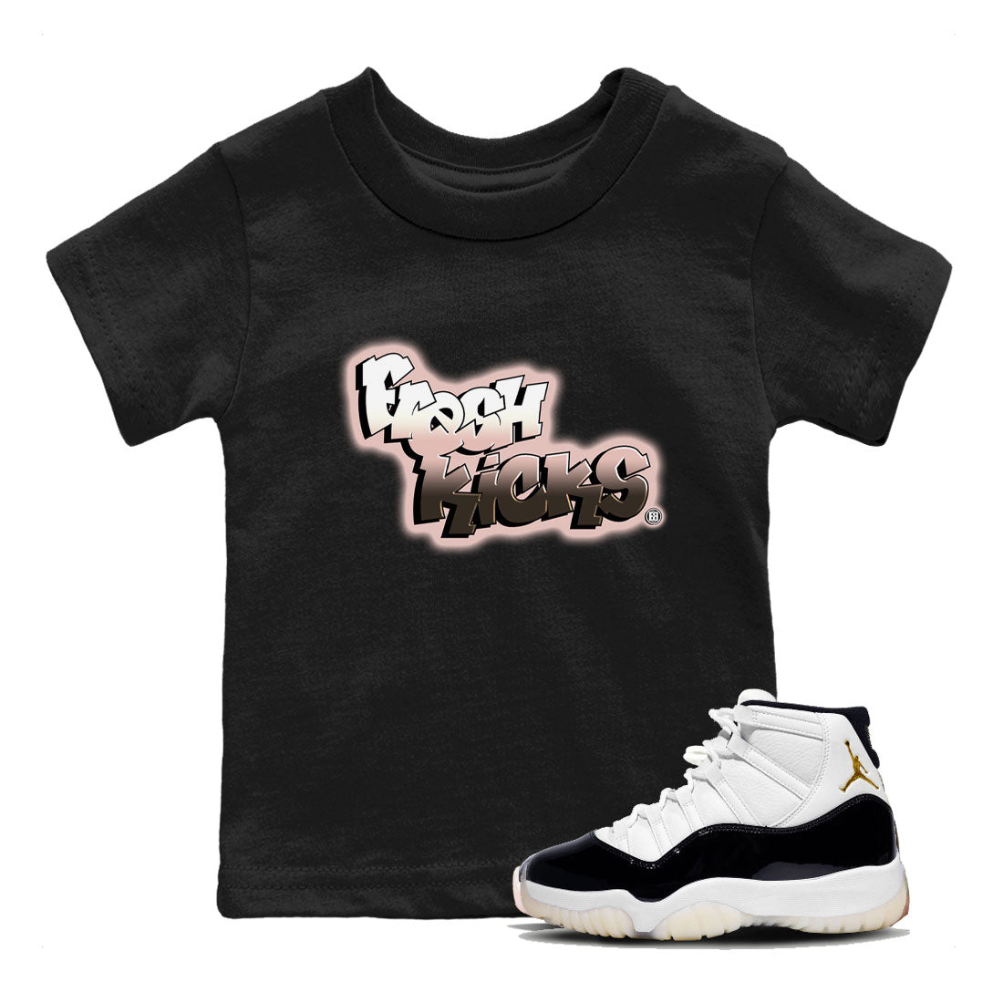 11s Neapolitan sneaker shirt to match jordans Fresh Kicks sneaker matching t-shirts and clothing Air Jordan 11 Neapolitan Drip Gear Zone Sneaker Matching Clothing Brand Baby Toddler Black 1 T-Shirt