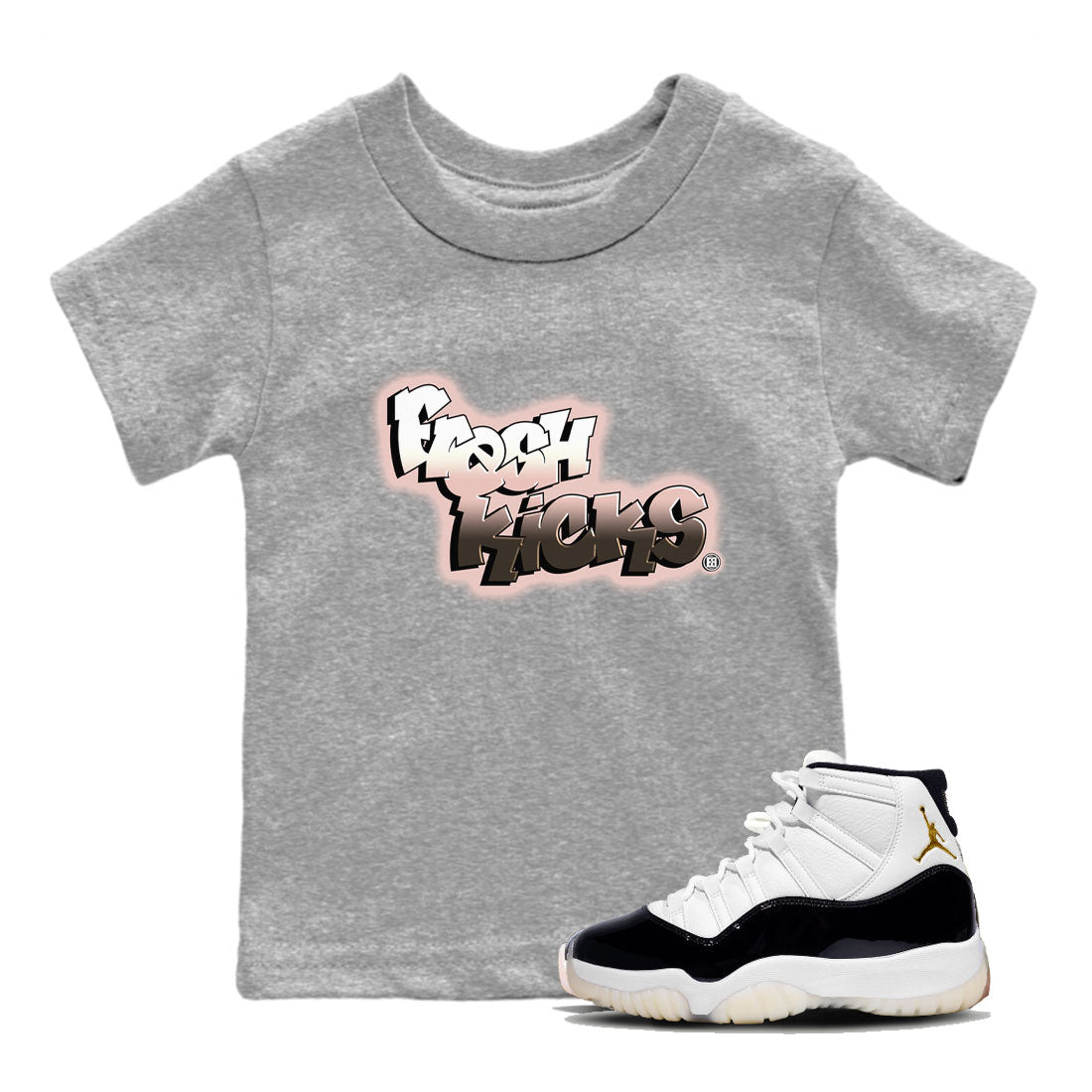 11s Neapolitan sneaker shirt to match jordans Fresh Kicks sneaker matching t-shirts and clothing Air Jordan 11 Neapolitan Drip Gear Zone Sneaker Matching Clothing Brand Baby Toddler Heather Grey 1 T-Shirt