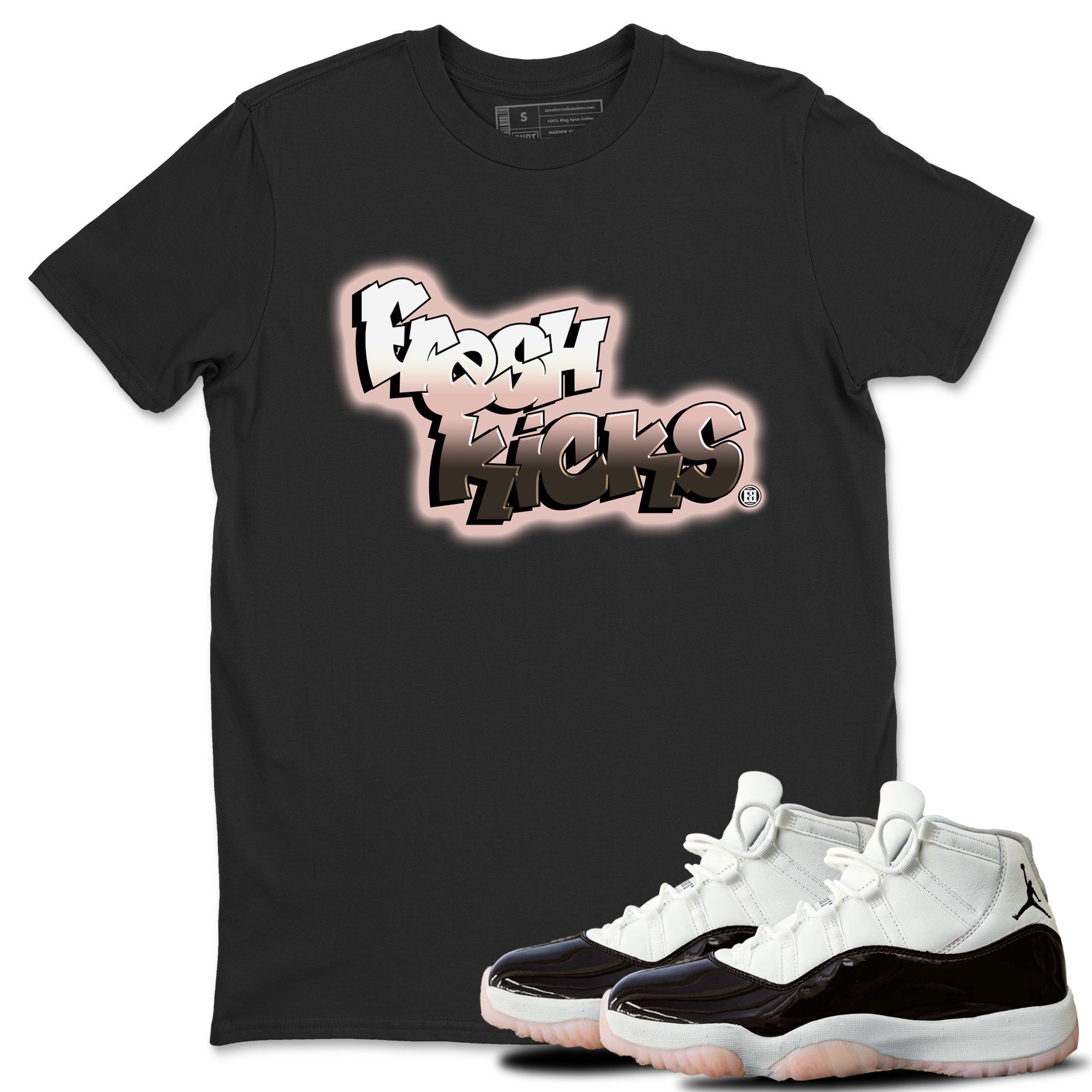 11s Neapolitan sneaker shirt to match jordans Fresh Kicks sneaker matching t-shirts and clothing Air Jordan 11 Neapolitan Drip Gear Zone Sneaker Matching Clothing Brand Unisex Sneaker Tee Black 1 T-Shirt