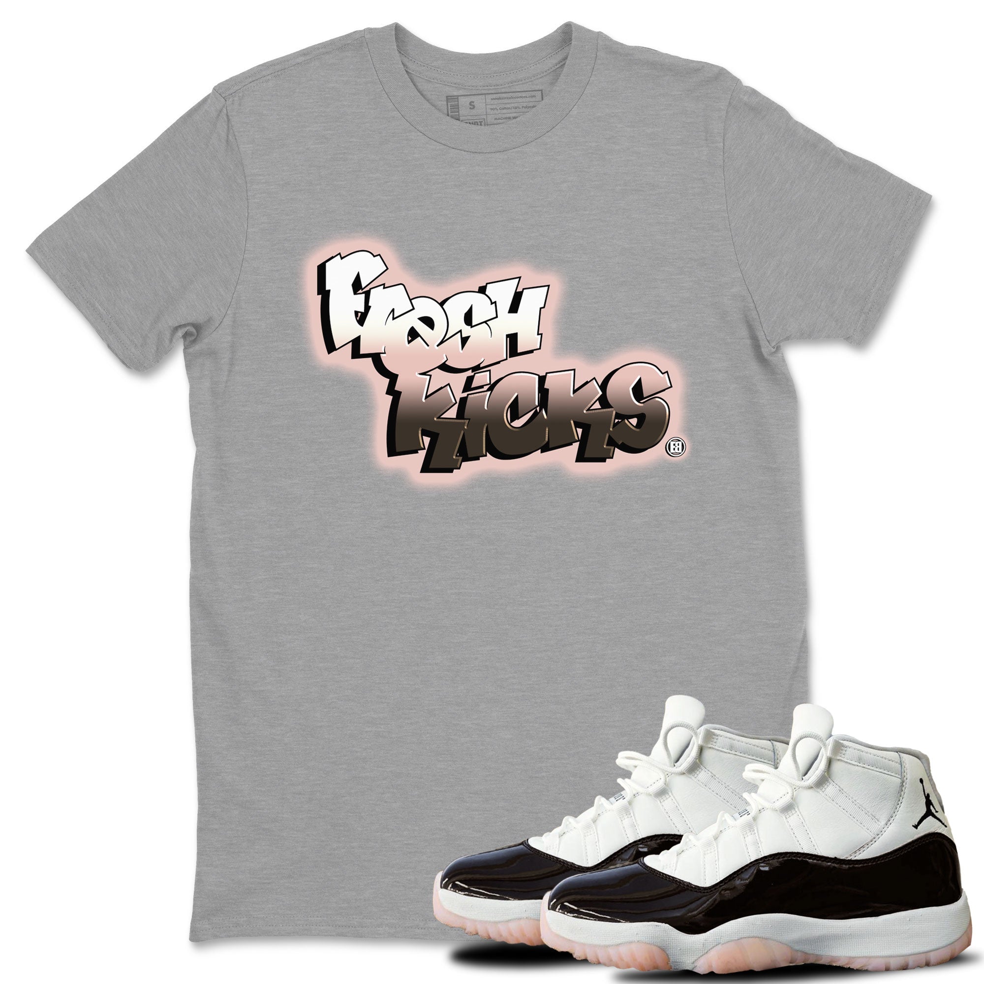 11s Neapolitan sneaker shirt to match jordans Fresh Kicks sneaker matching t-shirts and clothing Air Jordan 11 Neapolitan Drip Gear Zone Sneaker Matching Clothing Brand Unisex Sneaker Tee Heather Grey 1 T-Shirt