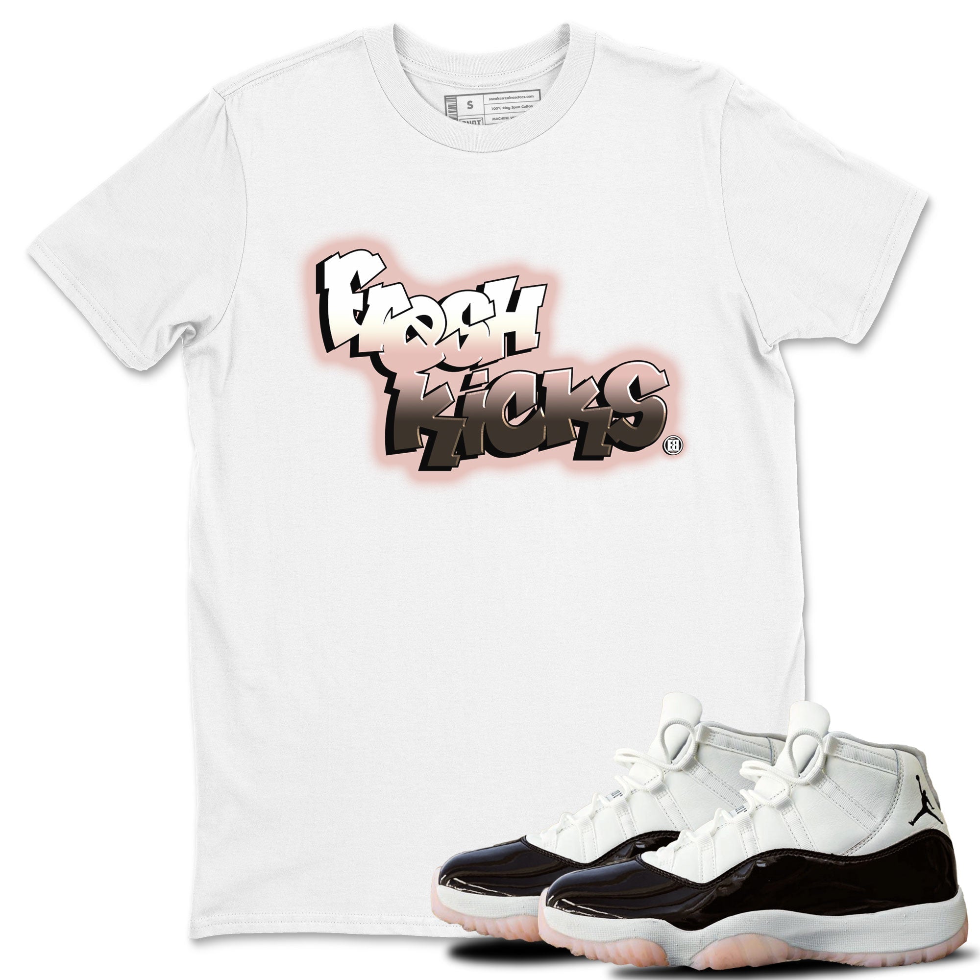 11s Neapolitan sneaker shirt to match jordans Fresh Kicks sneaker matching t-shirts and clothing Air Jordan 11 Neapolitan Drip Gear Zone Sneaker Matching Clothing Brand Unisex Sneaker Tee White 1 T-Shirt