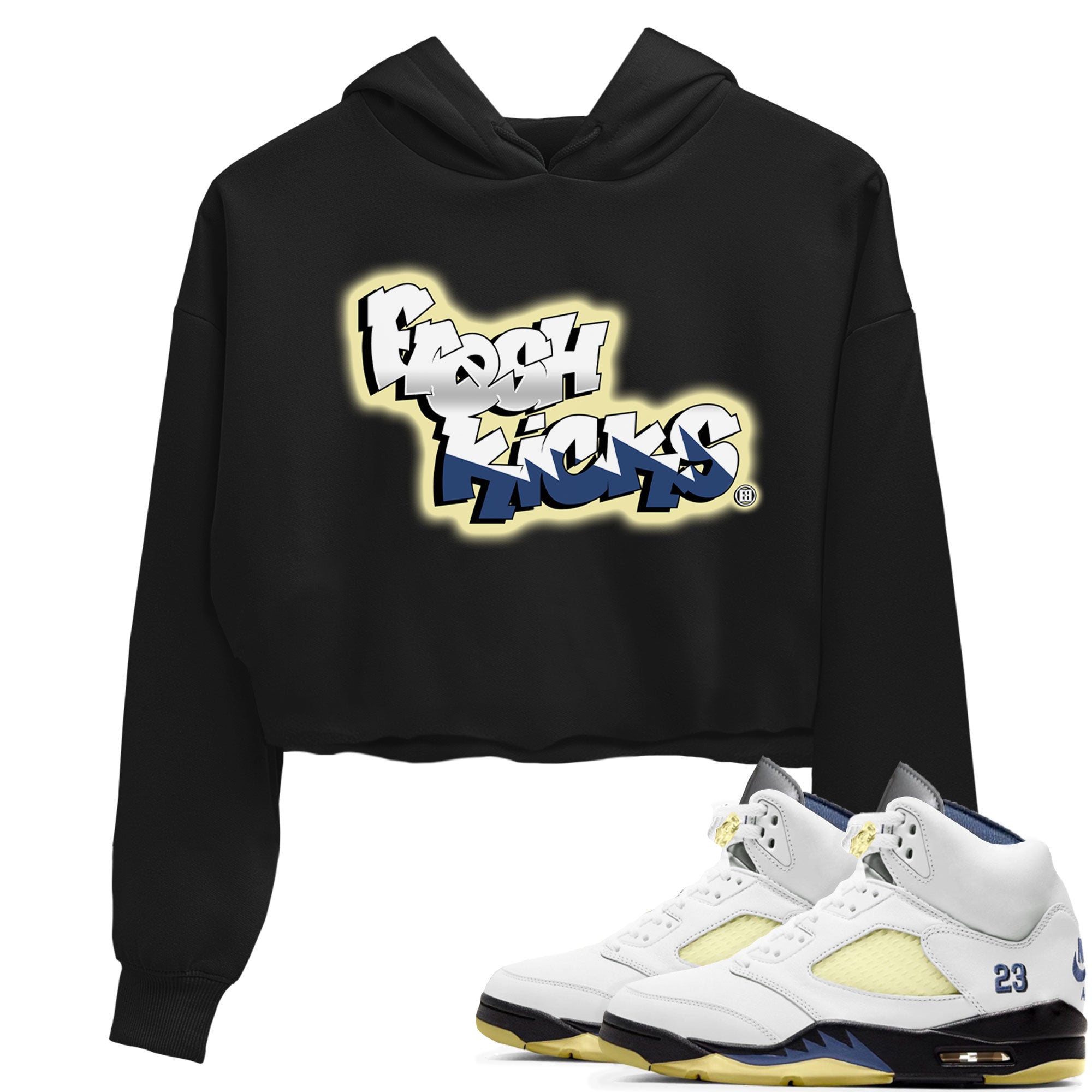 Air Jordan 5 A Ma Maniere x Photon Dust shirt to match jordans Fresh Kicks sneaker tees Air Jordan 5 x A Ma Maniere "Dawn" Drip Gear Zone Streetwear Brand Sneaker Matching Clothing Brand Black 1 Crop T-Shirt