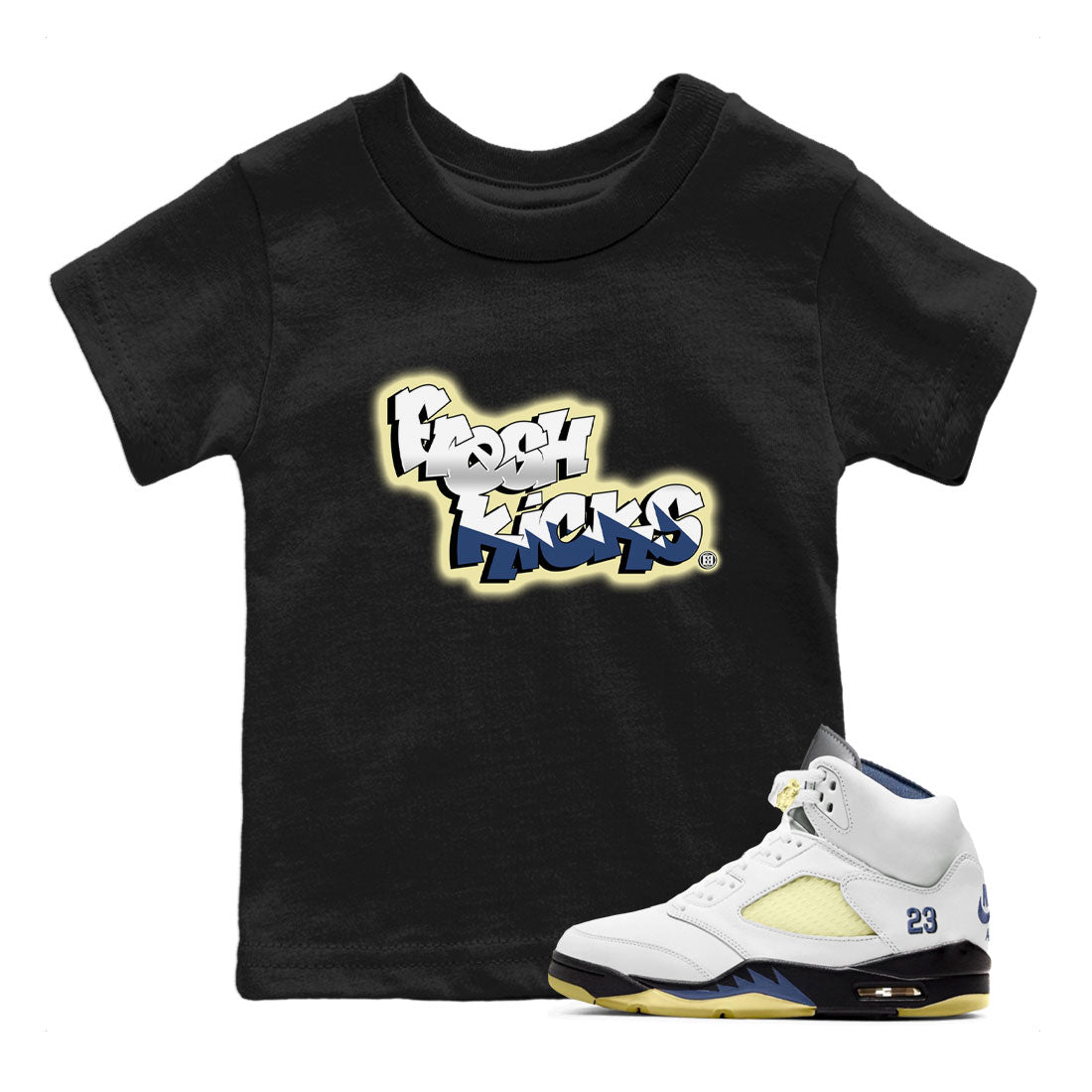 Air Jordan 5 A Ma Maniere x Photon Dust shirt to match jordans Fresh Kicks sneaker tees Air Jordan 5 x A Ma Maniere "Dawn" Drip Gear Zone Streetwear Brand Sneaker Matching Clothing Brand Baby Toddler Black 1 T-Shirt