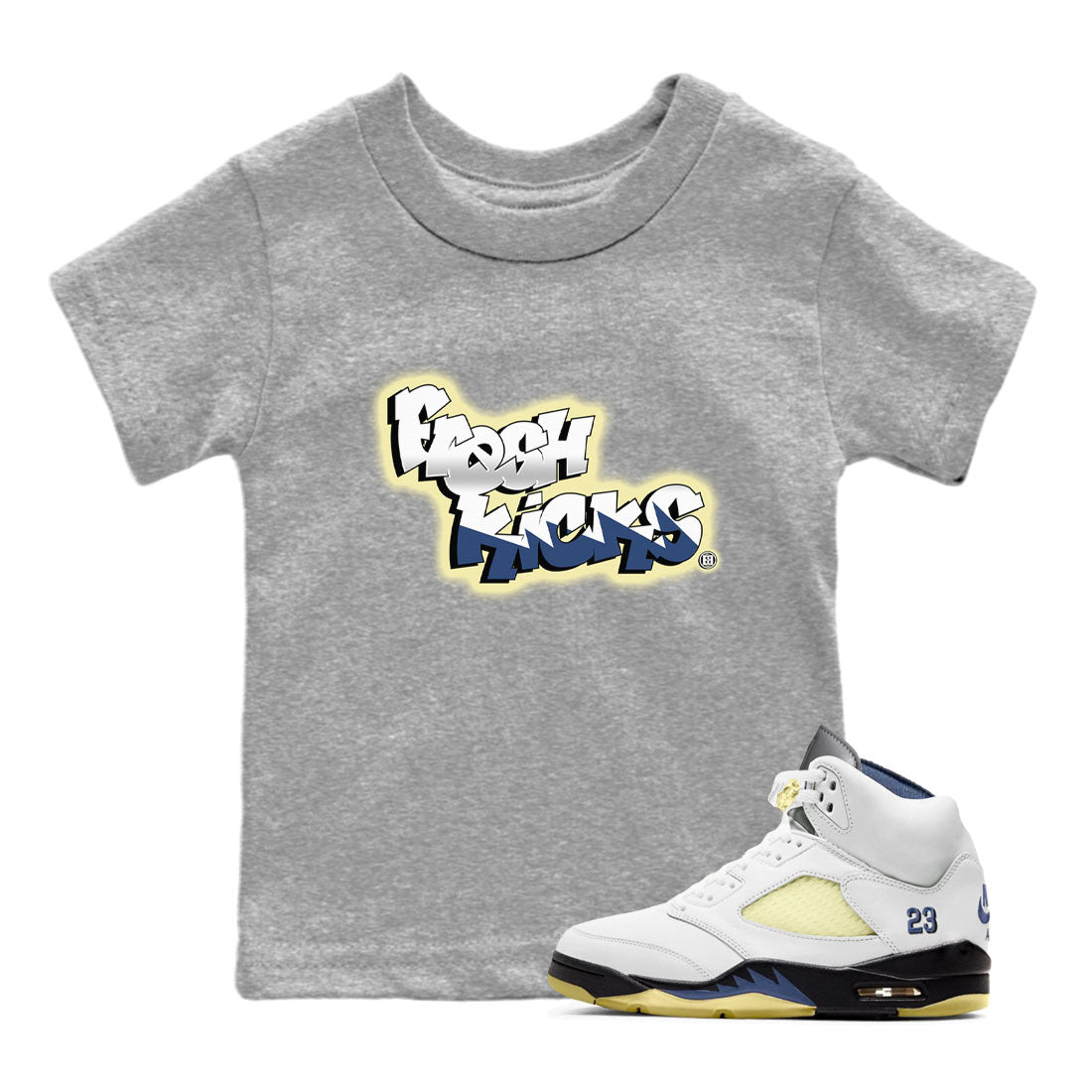 Air Jordan 5 A Ma Maniere x Photon Dust shirt to match jordans Fresh Kicks sneaker tees Air Jordan 5 x A Ma Maniere "Dawn" Drip Gear Zone Streetwear Brand Sneaker Matching Clothing Brand Baby Toddler Heather Grey 1 T-Shirt