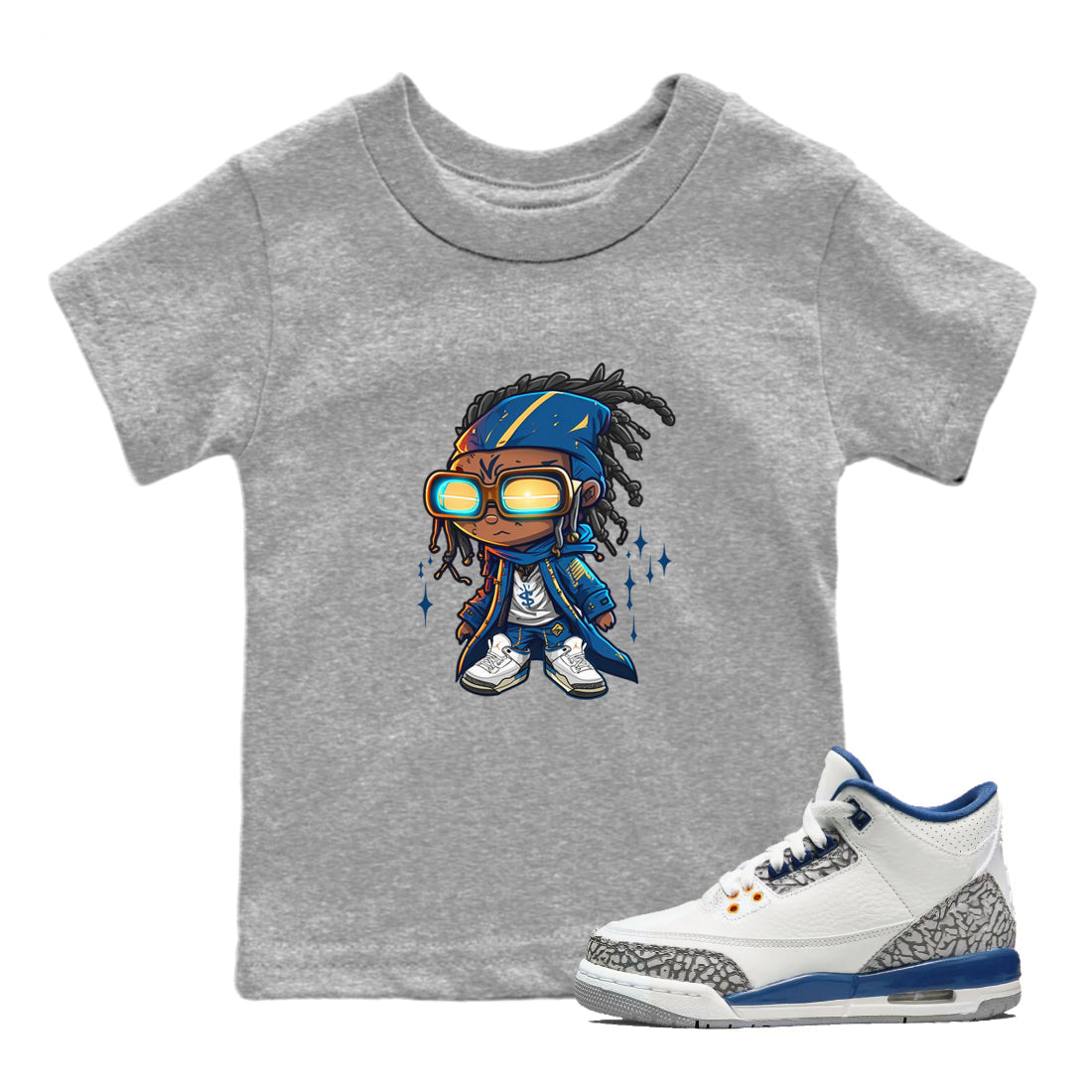  Sneaker Match Tees Future Wizard Streetwear Sneaker Shirt Air Jordan 3 Retro Wizards Sneake T-Shirt Kids Shirts Heather Grey 1