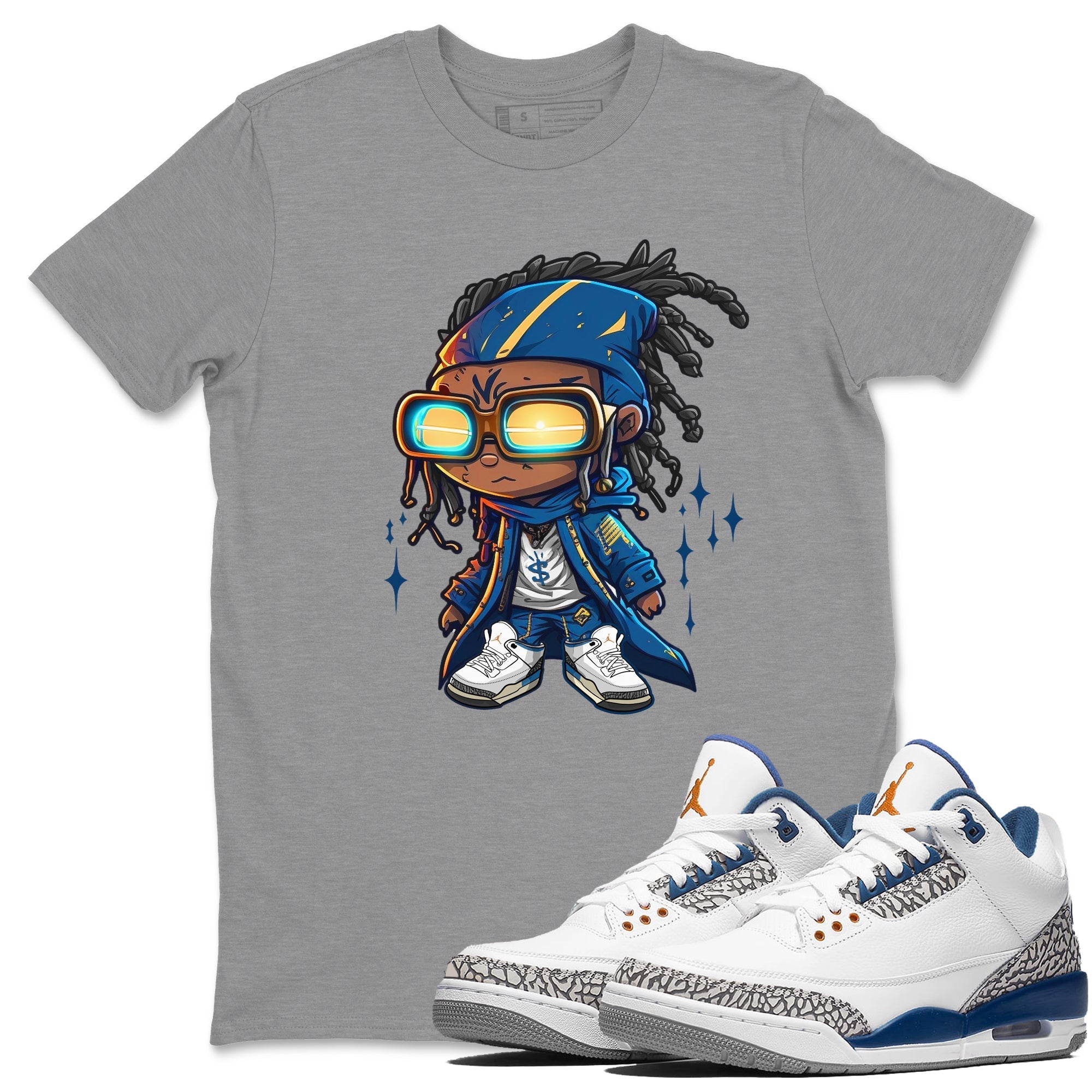  Sneaker Match Tees Future Wizard Streetwear Sneaker Shirt Air Jordan 3 Retro Wizards Sneake T-Shirt Unisex Shirts Heather Grey 1