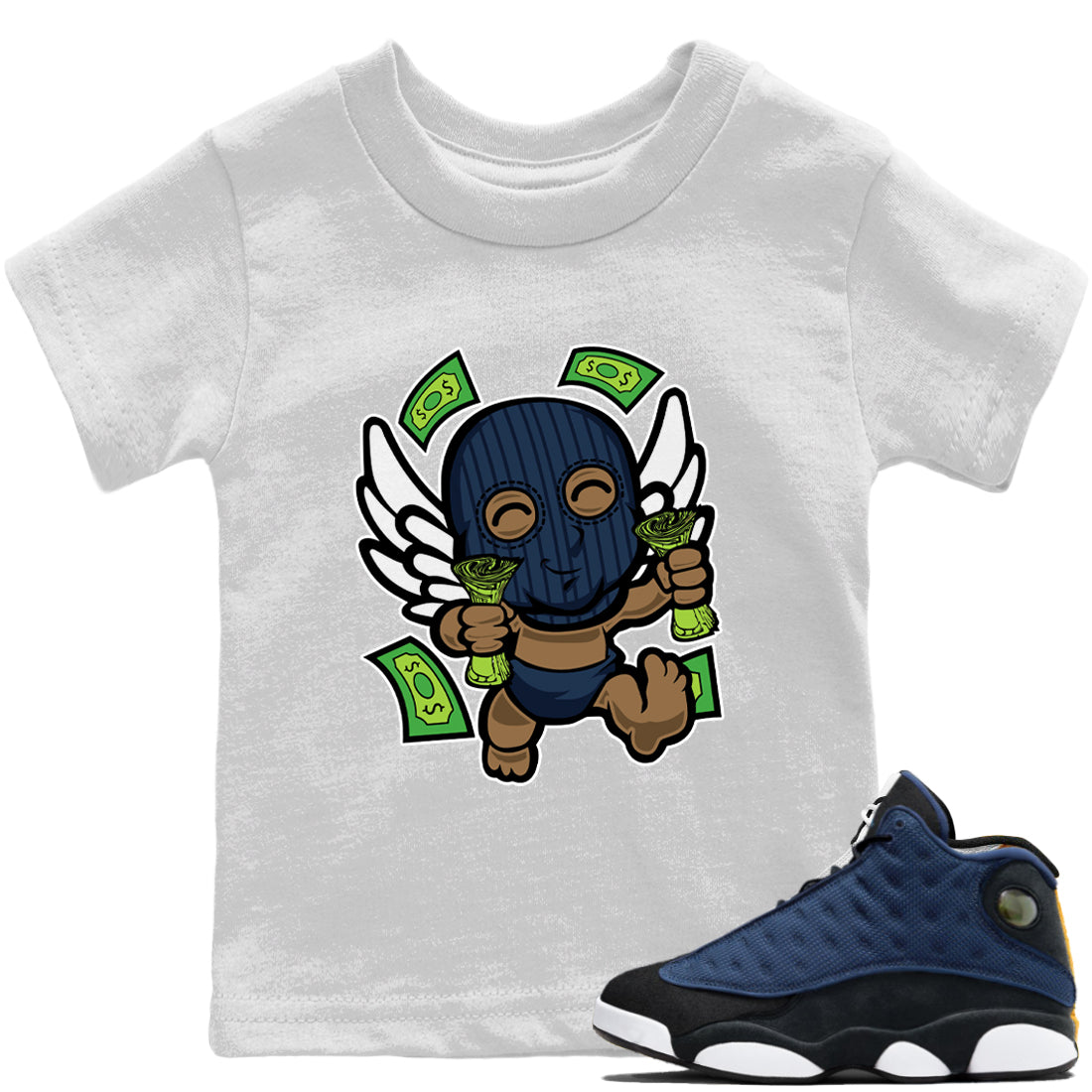 Jordan 13 Brave Blue Sneaker Matching T-Shirt Gangster Baby Sneaker Tees Jordan 13 Brave Blue Sneaker Release Tees Kids Shirts