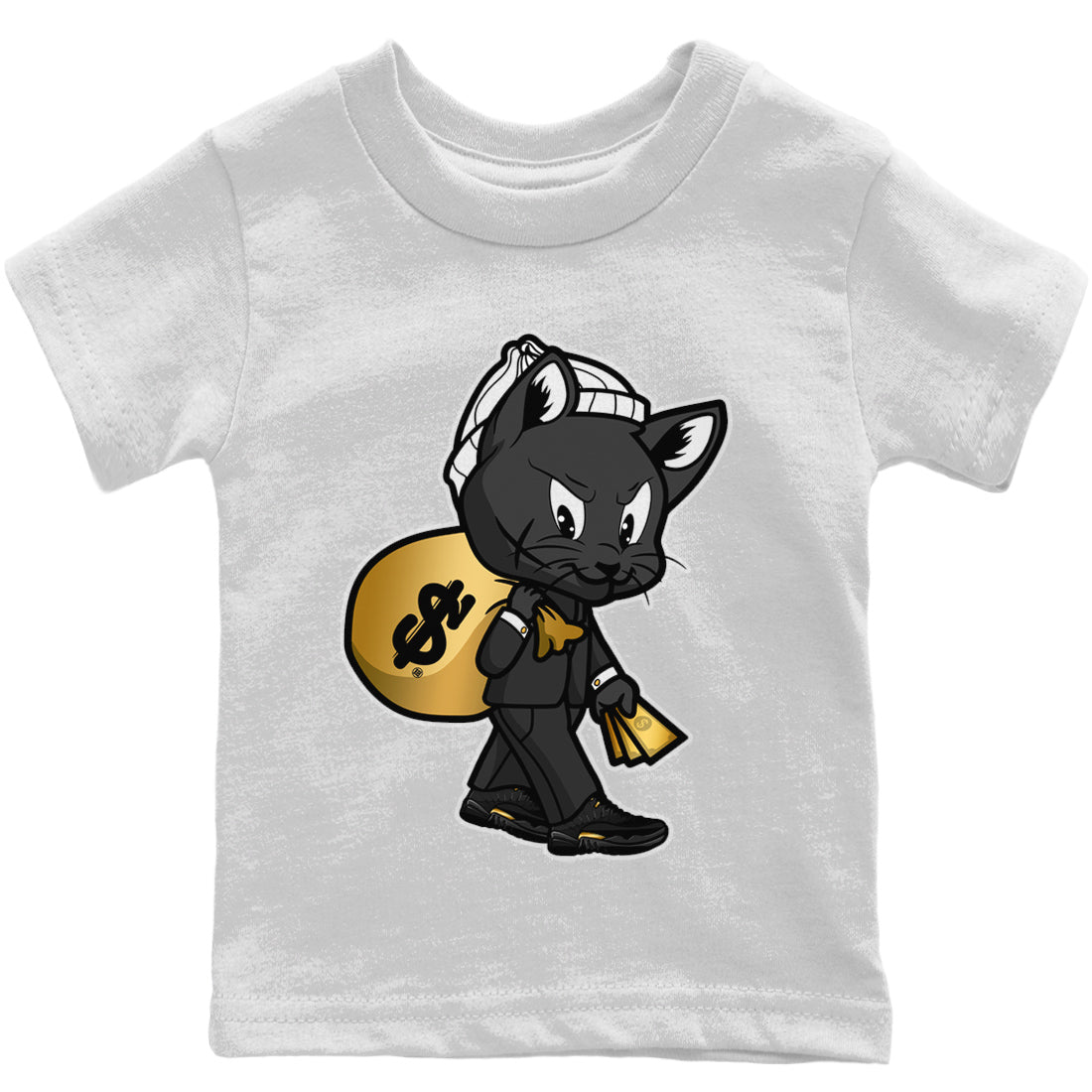 Jordan 12 Black Taxi Sneaker Matching T-Shirt Gangster Cat Sneaker Tees Jordan 12 Black Taxi Sneaker Release Tees Kids Shirts