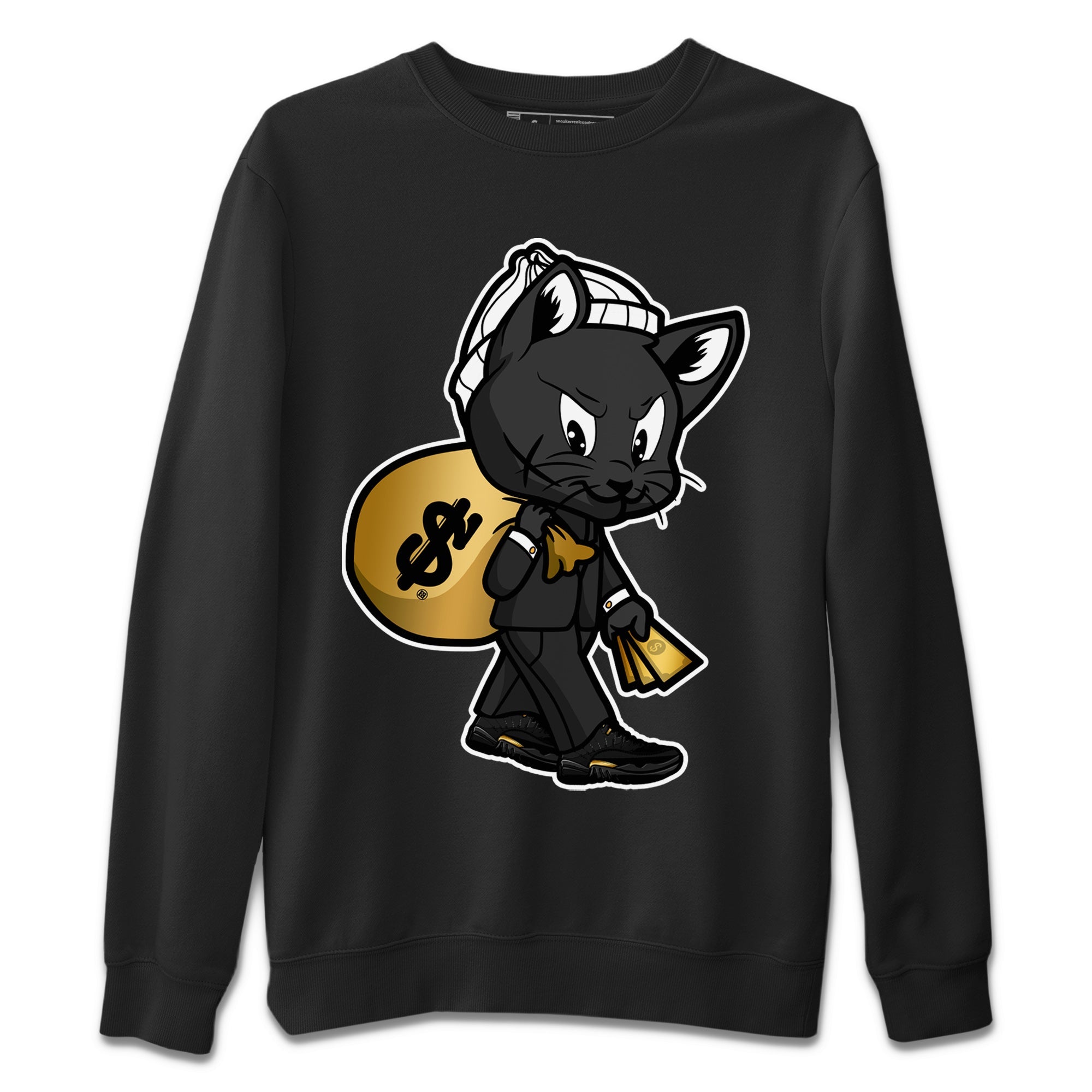Jordan 12 Black Taxi Sneaker Matching T-Shirt Gangster Cat Sneaker Tees Jordan 12 Black Taxi Sneaker Release Tees Crew Neck Tees