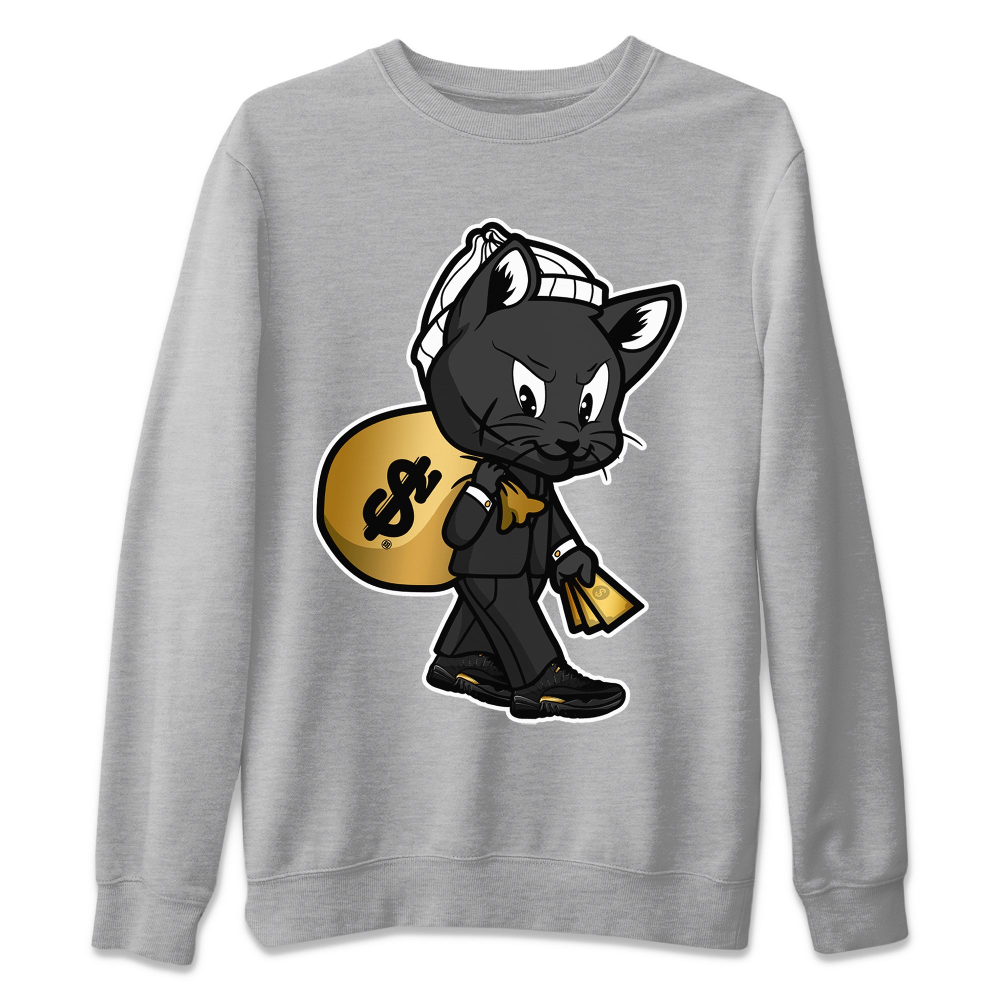 Jordan 12 Black Taxi Sneaker Matching T-Shirt Gangster Cat Sneaker Tees Jordan 12 Black Taxi Sneaker Release Tees Crew Neck Tees