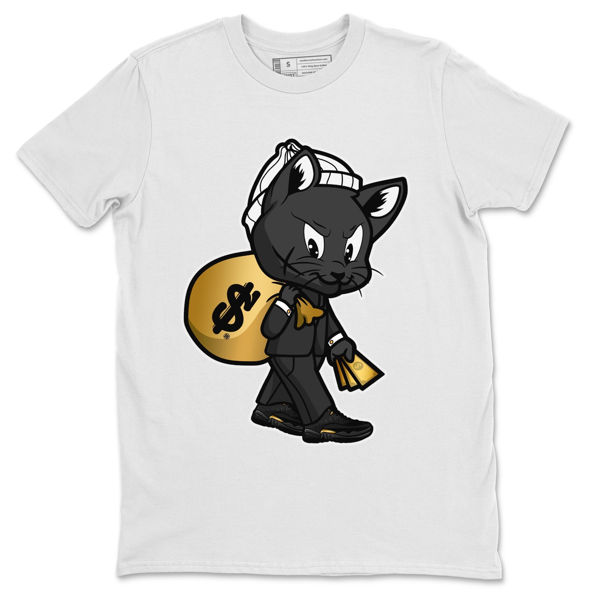 Jordan 12 Black Taxi Sneaker Matching T-Shirt Gangster Cat Sneaker Tees Jordan 12 Black Taxi Sneaker Release Tees Crew Neck Tees