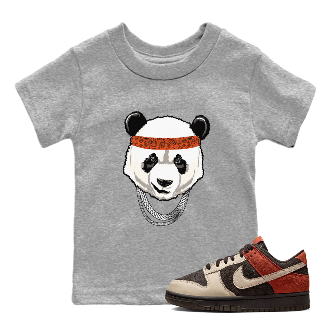 Nike Dunk Low Red Panda shirt to match jordans Gangster Panda sneaker tees Dunk Red Panda Drip Gear Zone Sneaker T-Shirts Youth and Baby Heather Grey 1 T-Shirt
