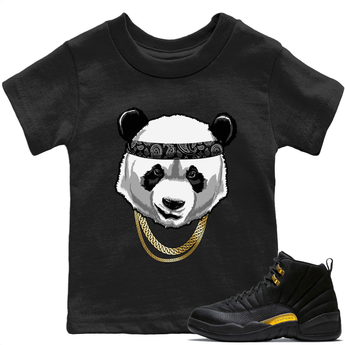 Jordan 12 Black Taxi Sneaker Matching T-Shirt Gangster Panda Sneaker Tees Jordan 12 Black Taxi Sneaker Release Tees Kids Shirts