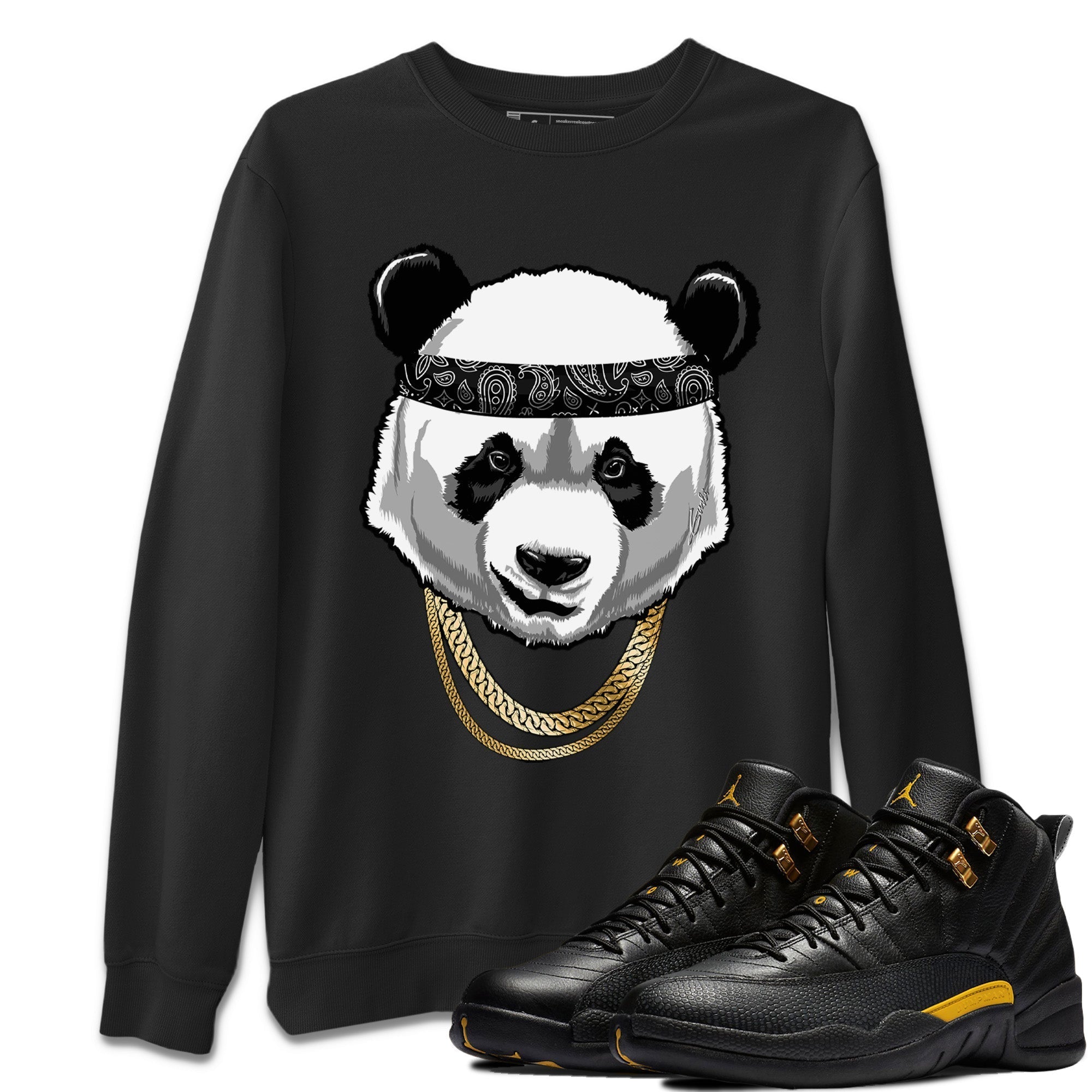 Jordan 12 Black Taxi Sneaker Matching T-Shirt Gangster Panda Sneaker Tees Jordan 12 Black Taxi Sneaker Release Tees Crew Neck Tees