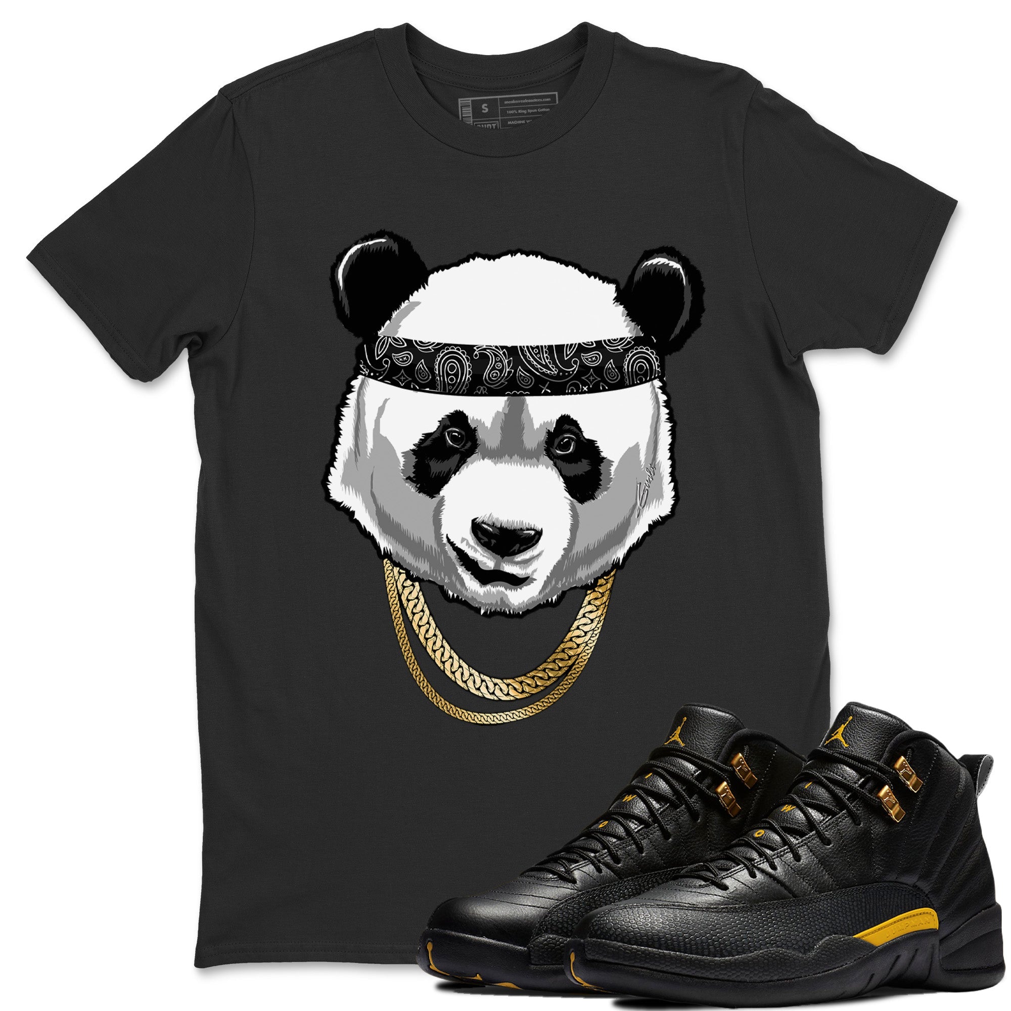 Jordan 12 Black Taxi Sneaker Matching T-Shirt Gangster Panda Sneaker Tees Jordan 12 Black Taxi Sneaker Release Tees Crew Neck Tees