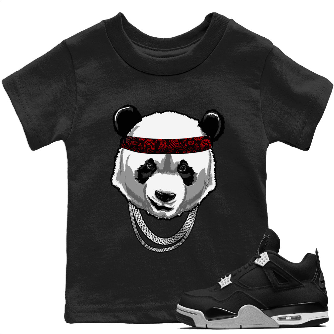 Jordan 4 Black Canvas Sneaker Matching T-Shirt Gangster Panda Sneaker Tees Jordan 4 Black Canvas Sneaker Release Tees Kids Shirts