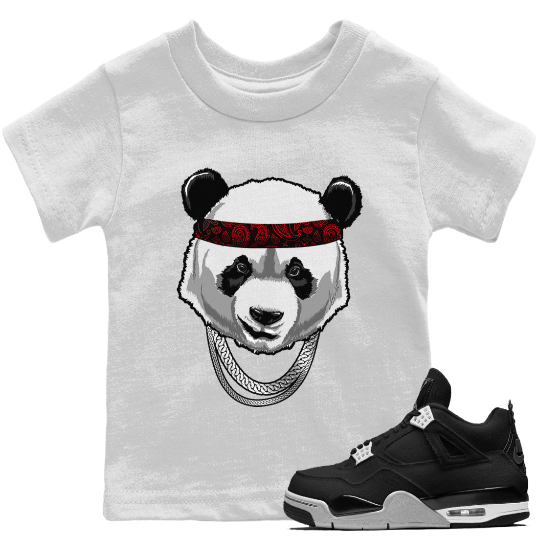 Jordan 4 Black Canvas Sneaker Matching T-Shirt Gangster Panda Sneaker Tees Jordan 4 Black Canvas Sneaker Release Tees Kids Shirts