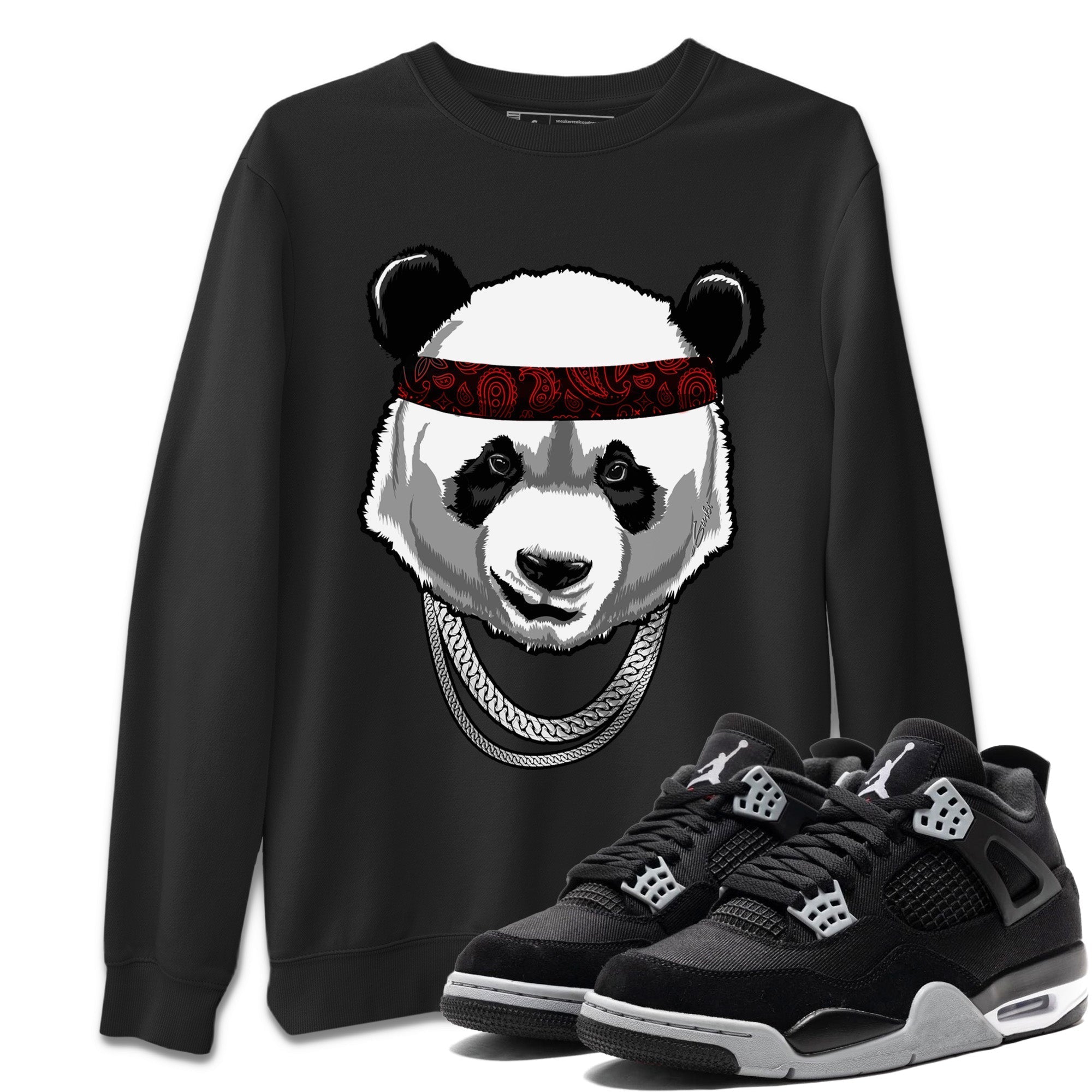 Jordan 4 Black Canvas Sneaker Matching T-Shirt Gangster Panda Sneaker Tees Jordan 4 Black Canvas Sneaker Release Tees Crew Neck Tees