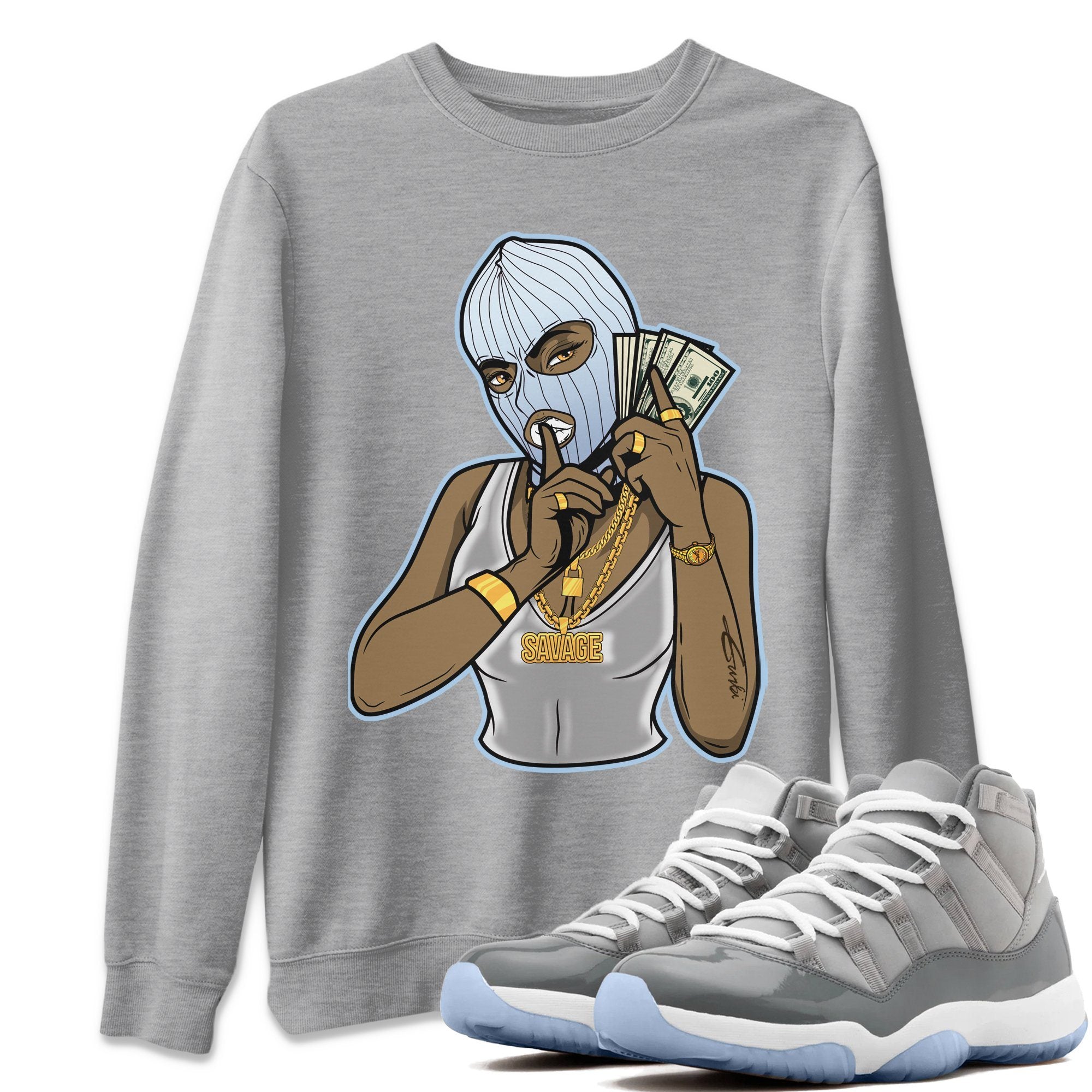 Jordan 11 Cool Grey Shirt To Match Jordans Gangster Women Sneaker Tees Jordan 11 Cool Grey Drip Gear Zone Sneaker Matching Clothing Unisex Shirts