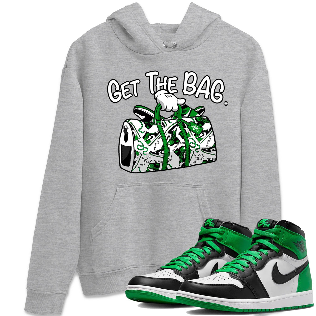 Air Jordan 1 Celtics Shirt To Match Jordans Get The Bag Sneaker Tees Air Jordan 1 Retro Celtics Drip Gear Zone Sneaker Matching Clothing Unisex Shirts Heather Grey 1