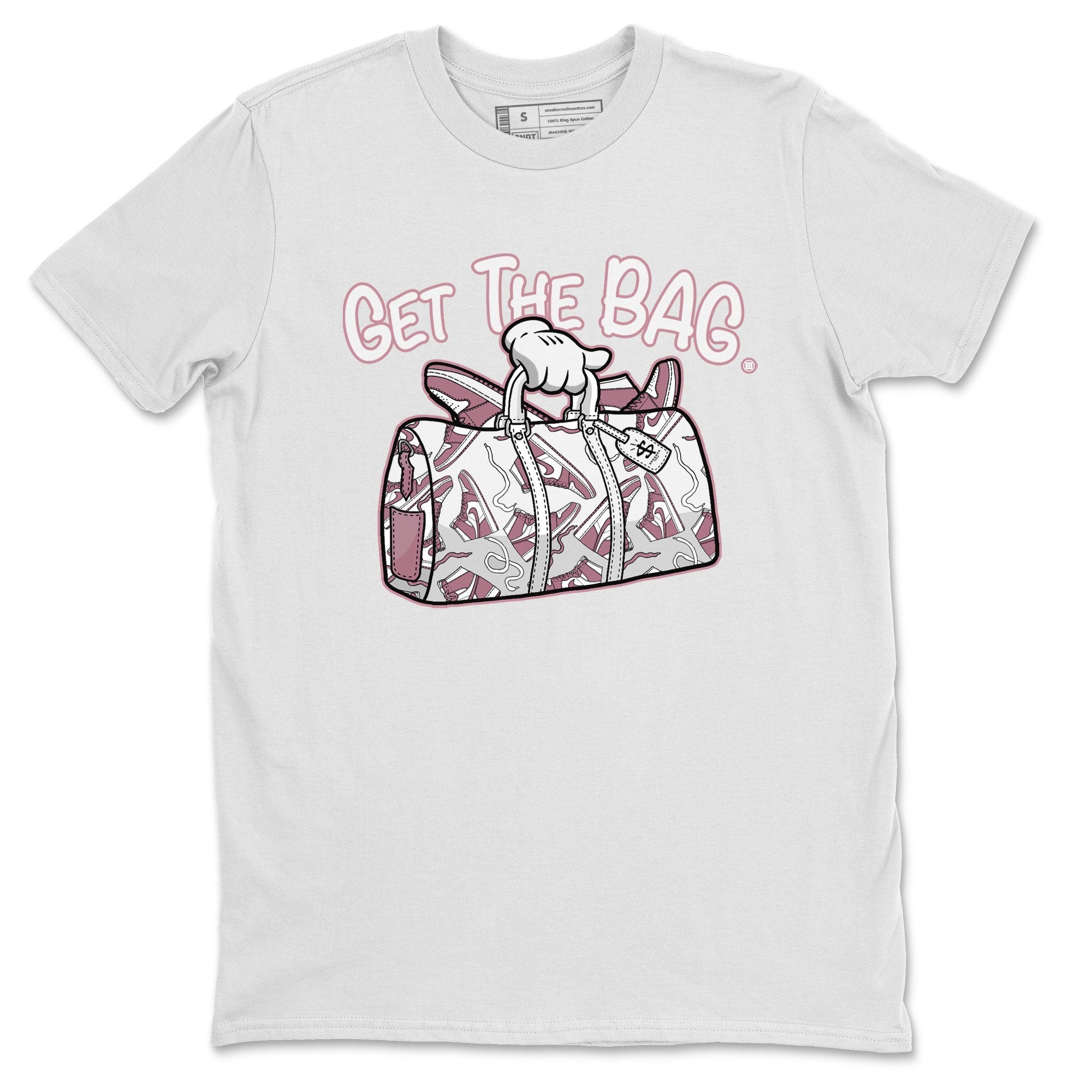 Air Jordan 1 Mauve shirt to match jordans Get The Bag crew neck streetwear t-shirt AJ1 High OG Mauve Drip Gear Zone Crew Neck Sneaker Matching TeeUnisex White 2 Sneaker Matching Tee