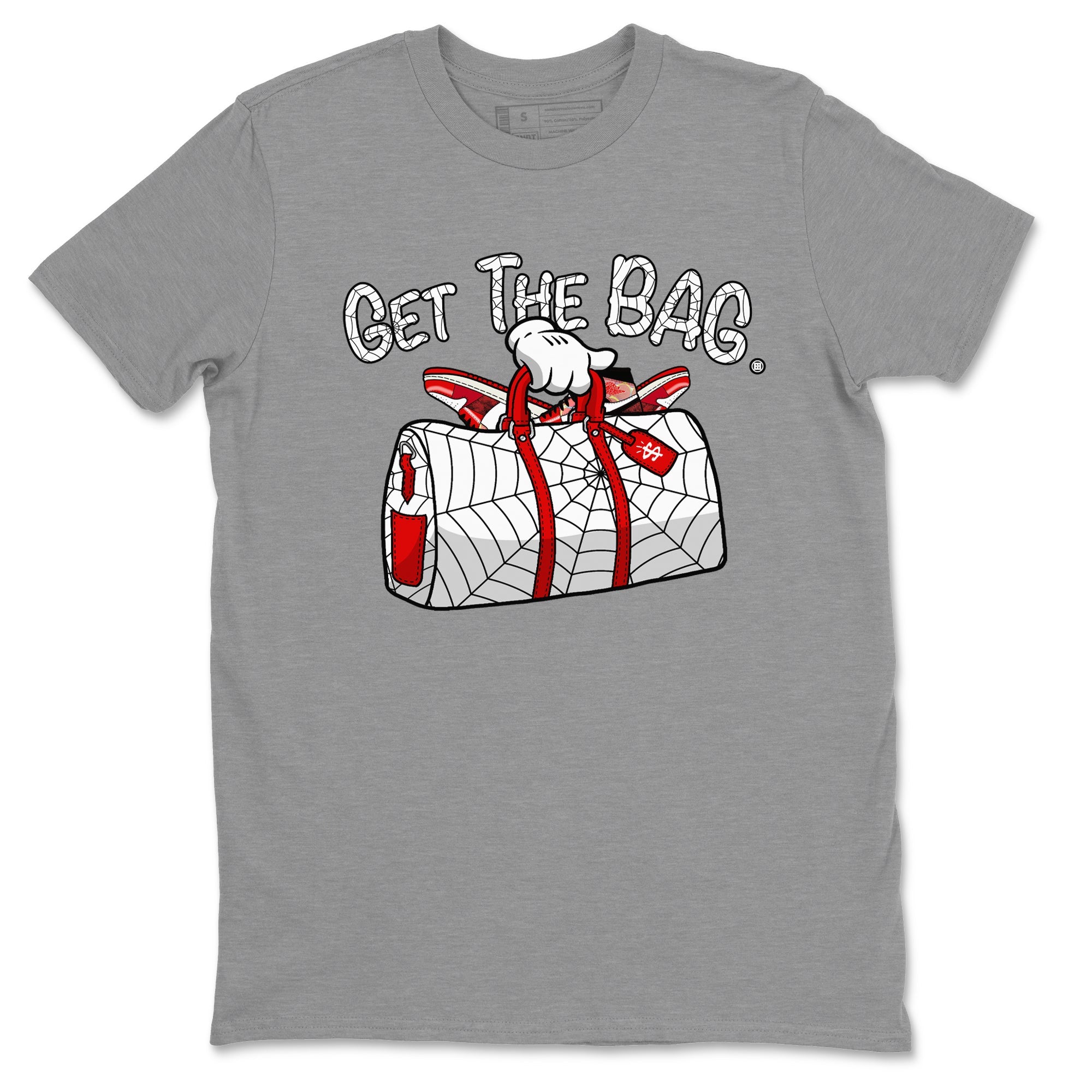 Air Jordan 1 Spider Man Sneaker Match Tees Get The Bag t shirt Air Jordan 1 x Spider Man Shirts Unisex Shirts Heather Grey 2