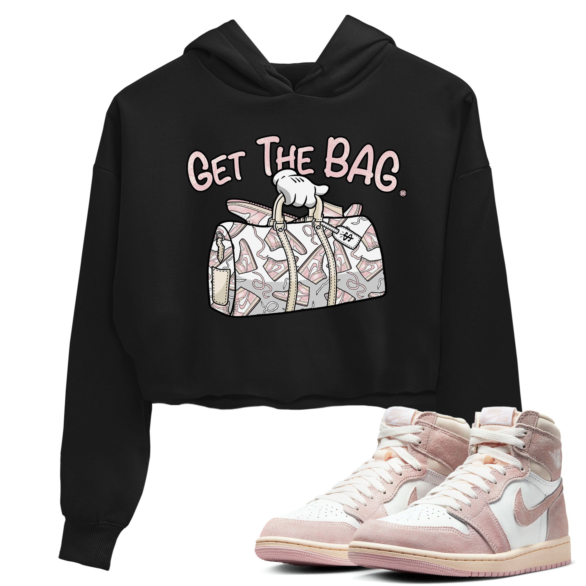 Air Jordan 1 Washed Pink Sneaker Match Tees Get The Bag Streetwear Sneaker Shirt Air Jordan 1 High OG WMNS Washed Pink Tees Women's Shirts Black 1