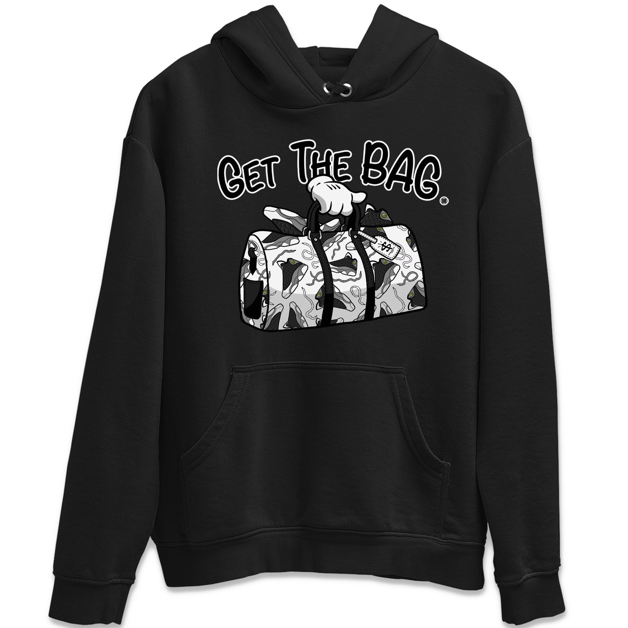 Air Jordan 13 Black Flint Sneaker Match Tees Get The Bag Streetwear Sneaker Shirt Air Jordan 13 Retro Black Flint Sneaker Release Tees Unisex Shirts Black 2