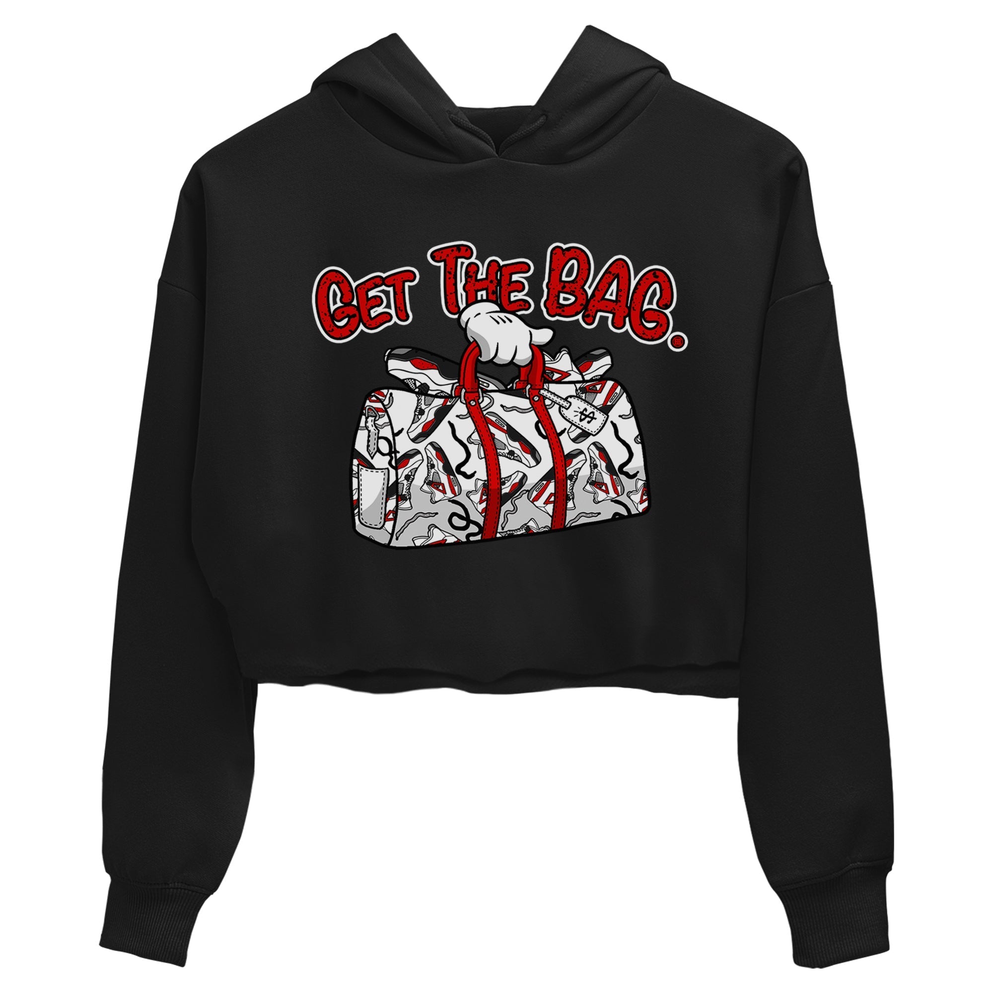 Jordan 4 Red Cement Tees Outfits Get The Bag Streetwear Sneaker Shirt Air Jordan 4 Red Cement Sneaker Release Tees Women's Shirts Black 2