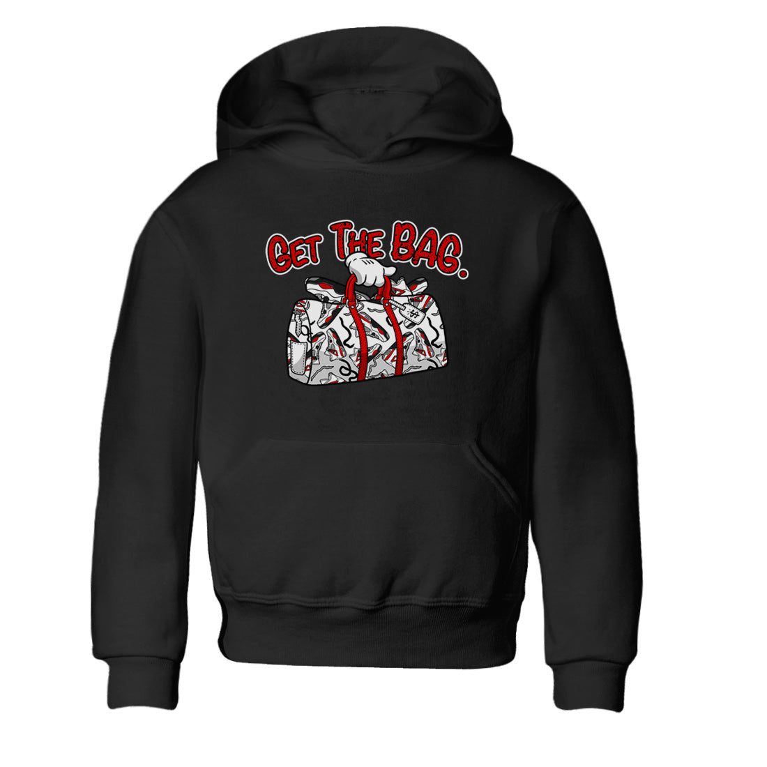 Jordan 4 Red Cement Tees Outfits Get The Bag Streetwear Sneaker Shirt Air Jordan 4 Red Cement Sneaker Release Tees Kids Shirts Black 2